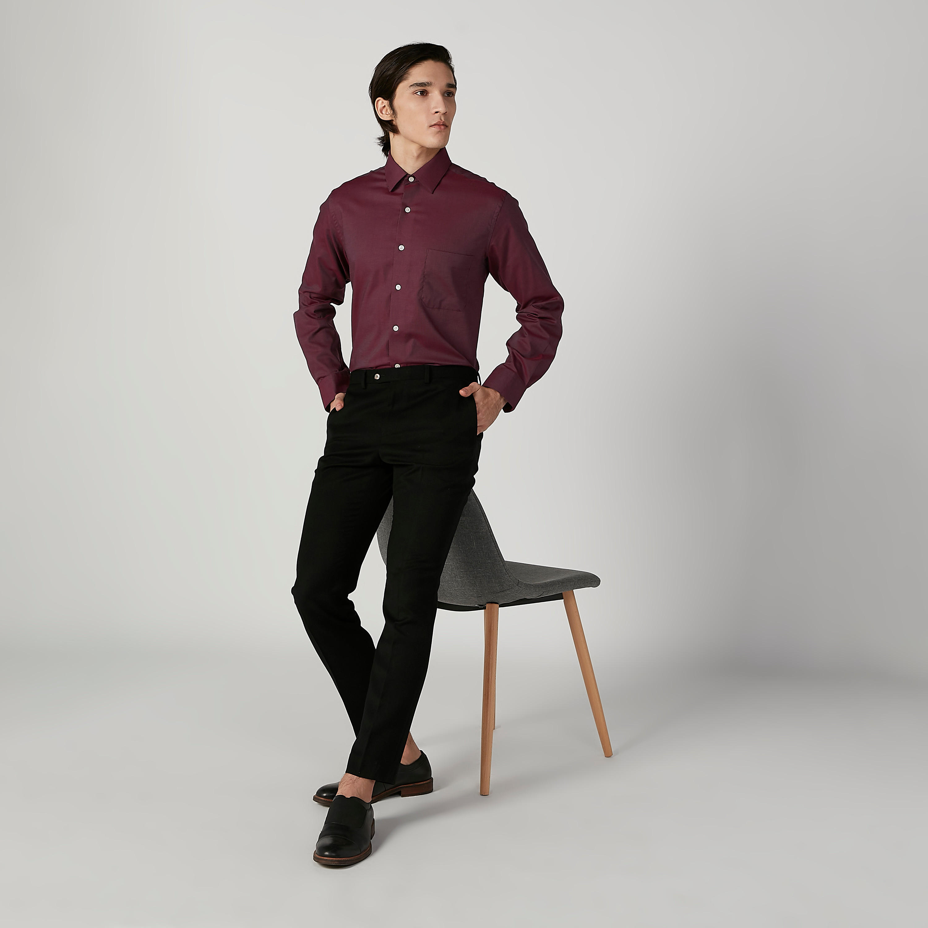 قميص سليم سادة بأكمام طويلة وجيب على الصدر من آرو-men-clothing-shirts-image-3