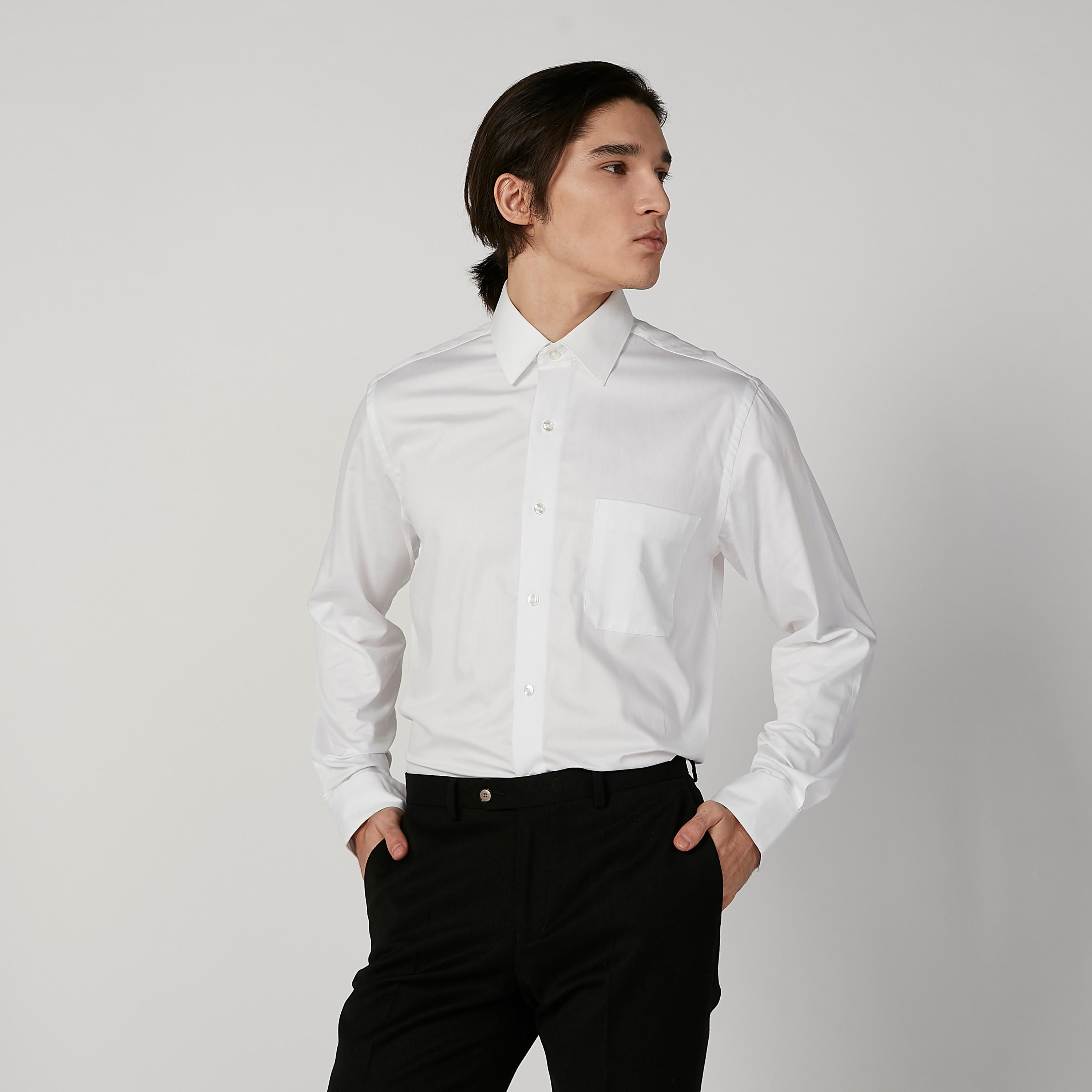 Arrow Plain Shirt with Long Sleeves and Chest Pocket-men-clothing-shirts-image-1
