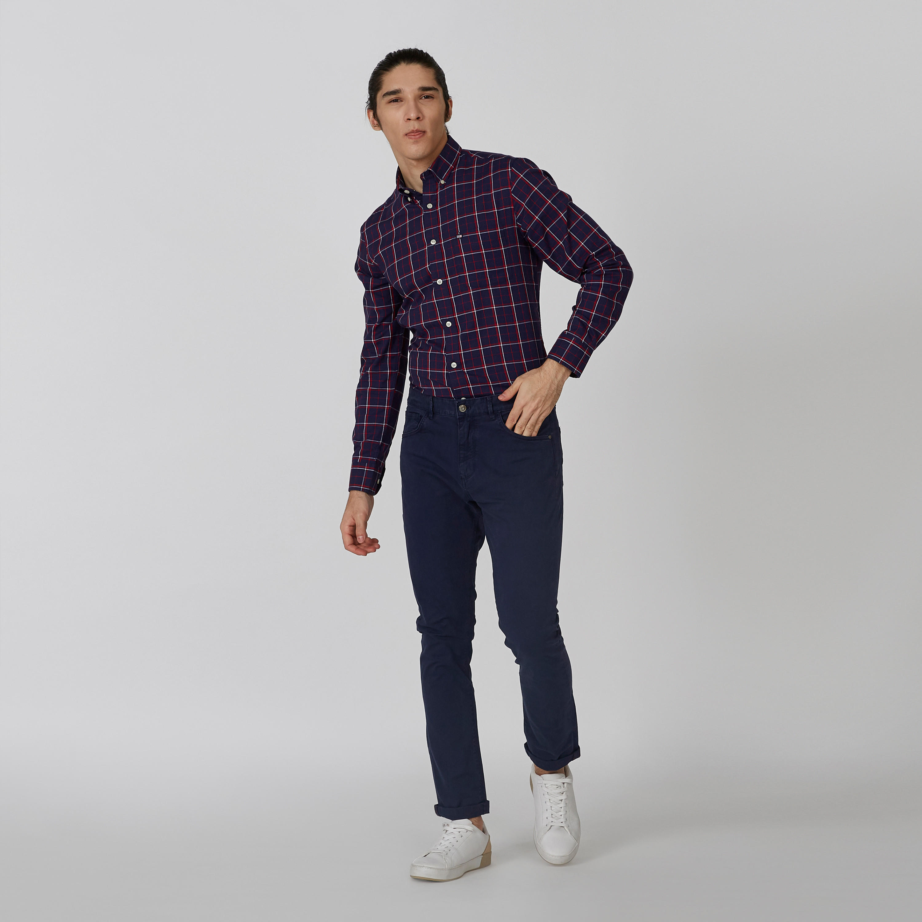 Arrow Chequered Shirt with Spread Collar and Long Sleeves-men-clothing-shirts-image-5
