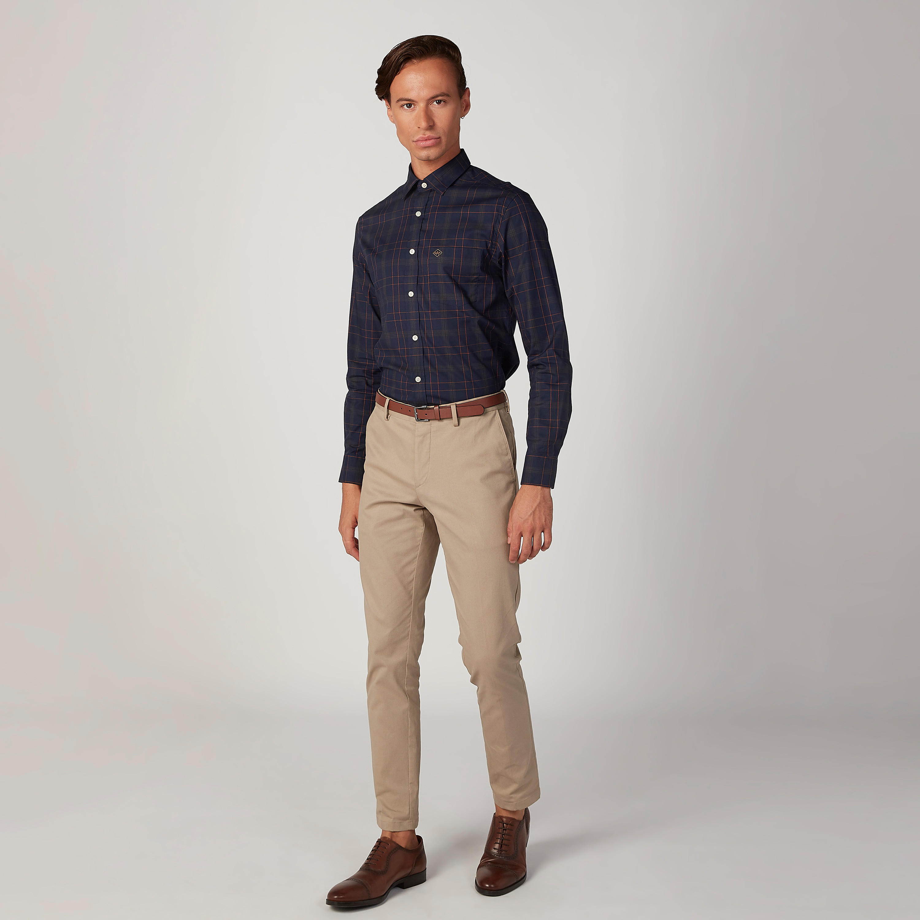 Arrow Checked Shirt with Patch Pocket and Long Sleeves-men-clothing-shirts-image-2