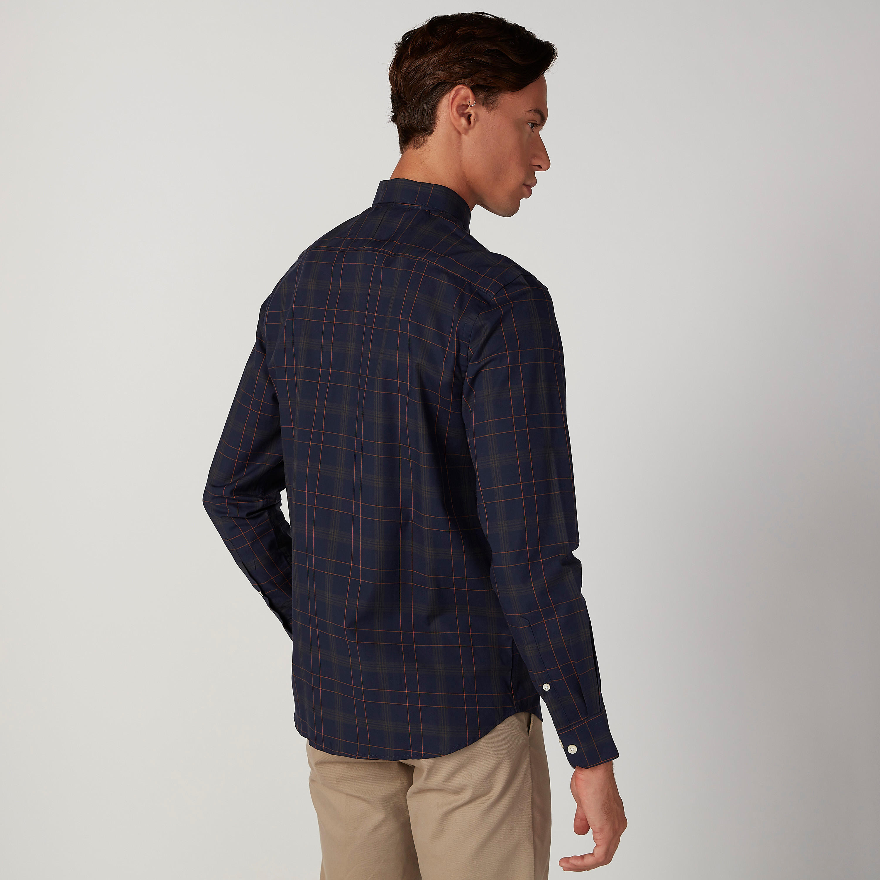 Arrow Checked Shirt with Patch Pocket and Long Sleeves-men-clothing-shirts-image-4