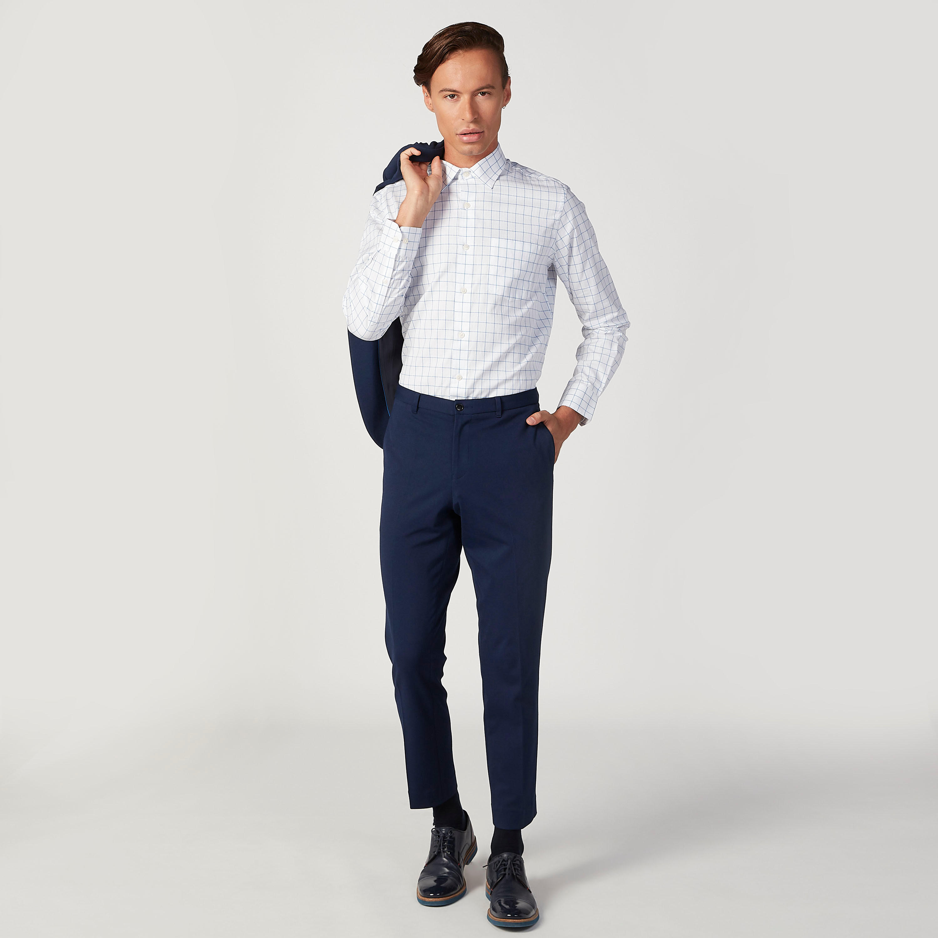 Arrow Checked Shirt with Spread Collar and Long Sleeves-men-clothing-shirts-image-2