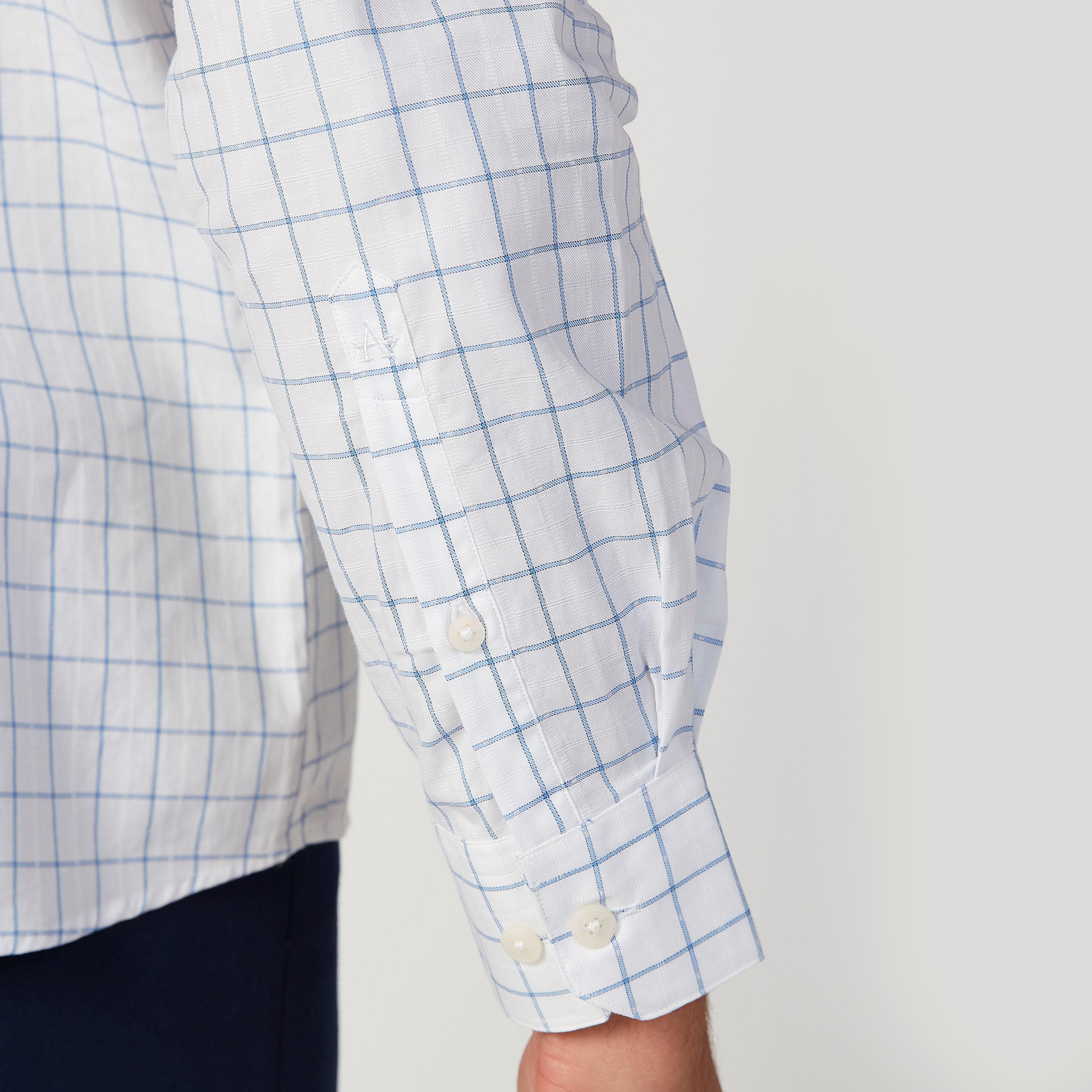 Arrow Checked Shirt with Spread Collar and Long Sleeves-men-clothing-shirts-image-3
