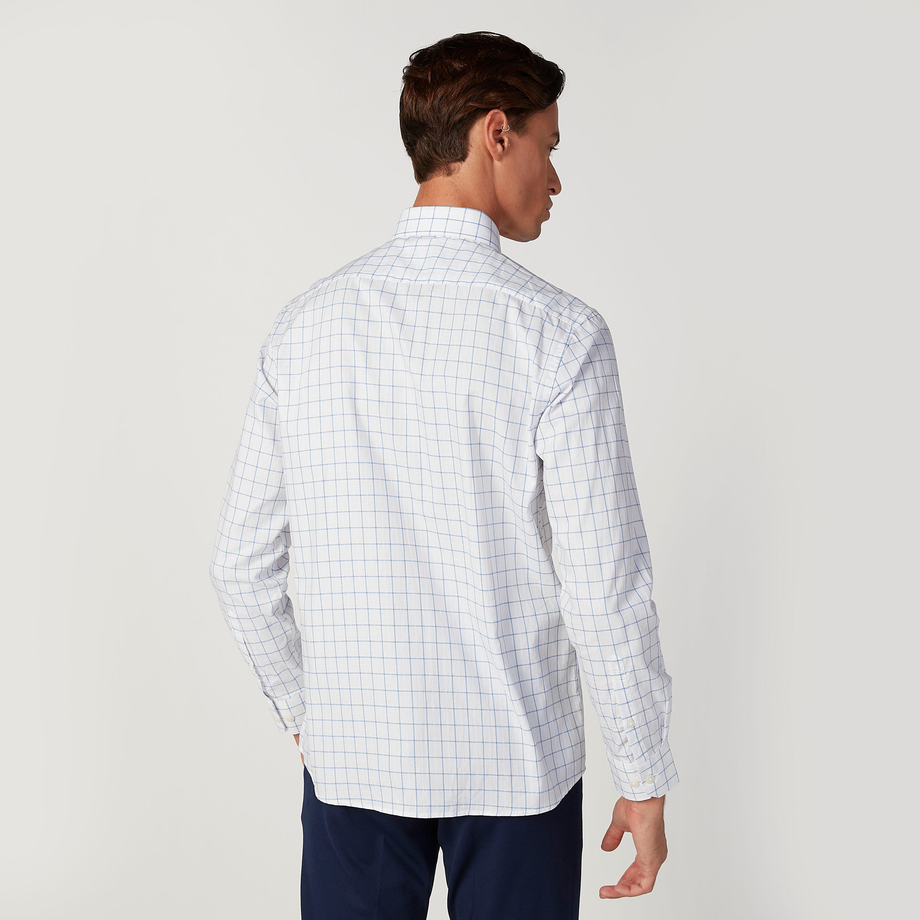Arrow Checked Shirt with Spread Collar and Long Sleeves-men-clothing-shirts-image-4