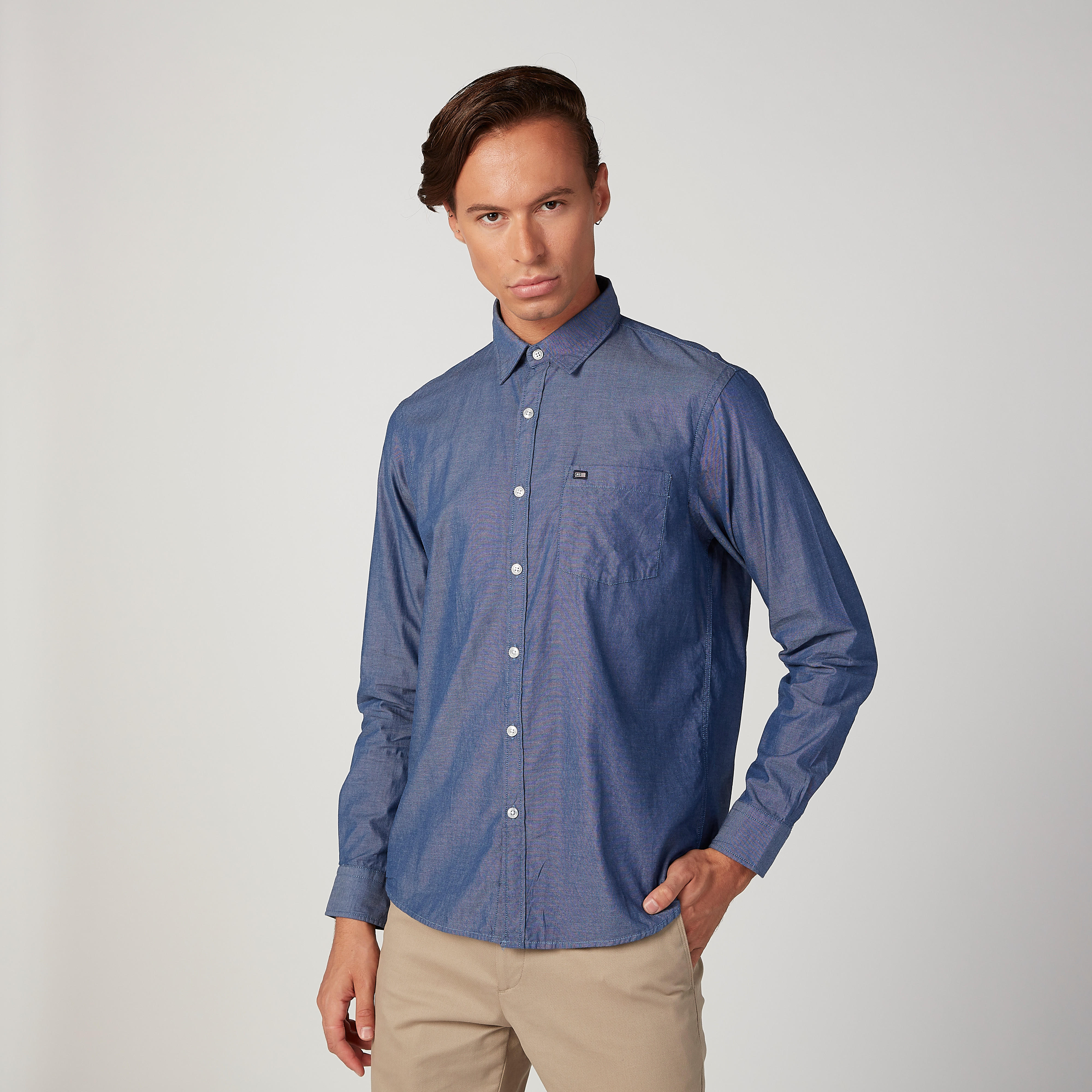 Arrow Textured Shirt with Patch Pocket and Long Sleeves-men-clothing-shirts-image-1
