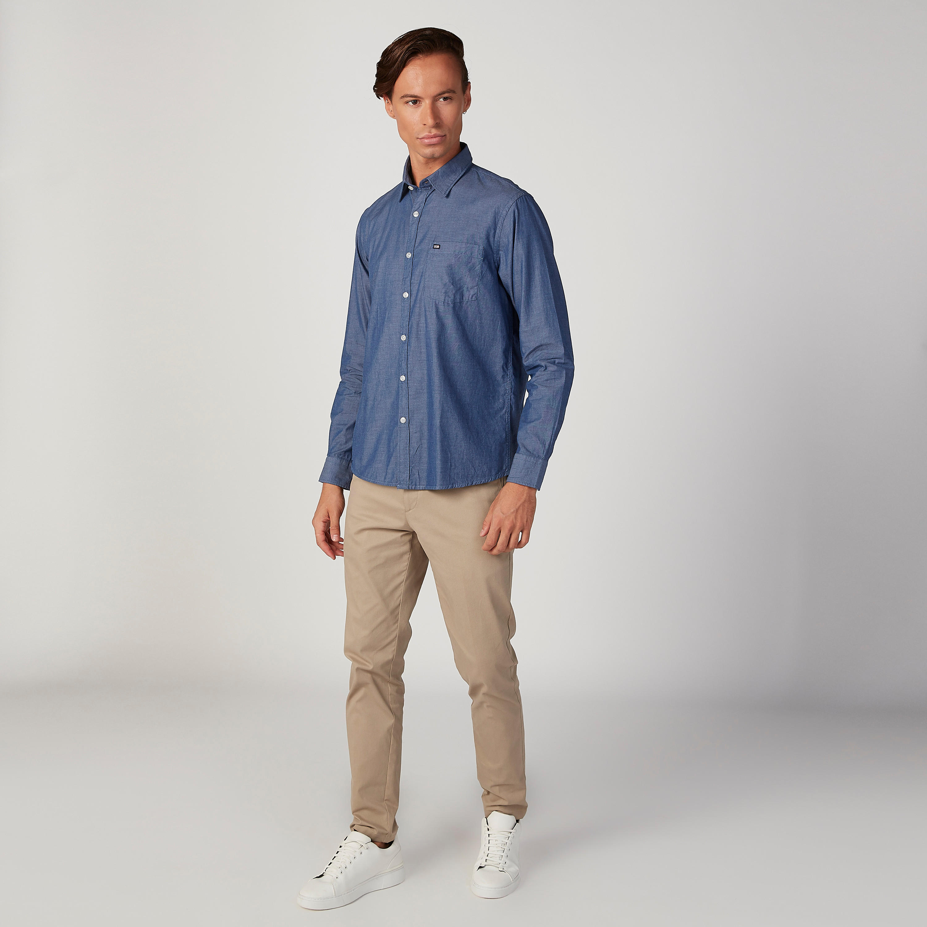 Arrow Textured Shirt with Patch Pocket and Long Sleeves-men-clothing-shirts-image-2