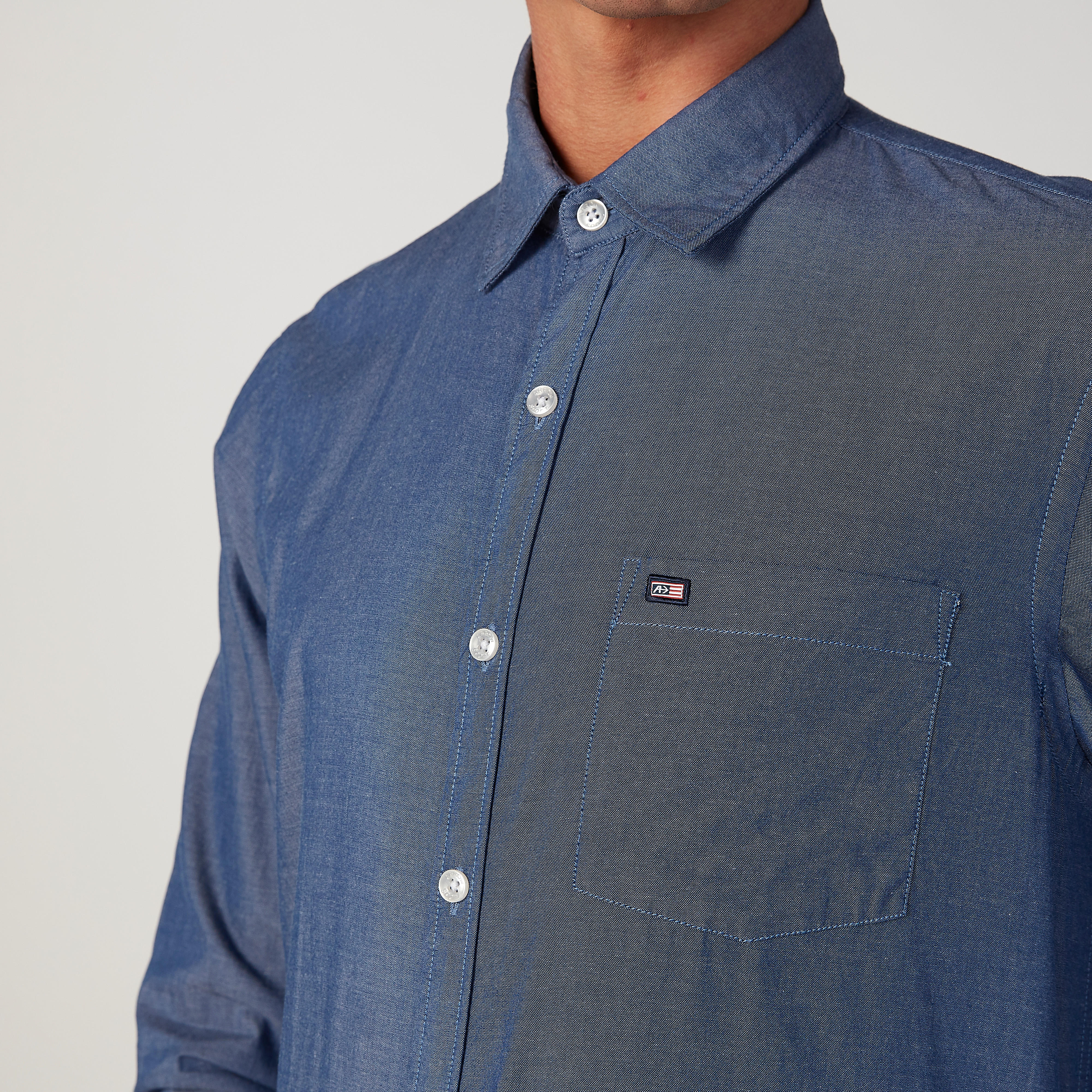 Arrow Textured Shirt with Patch Pocket and Long Sleeves-men-clothing-shirts-image-3