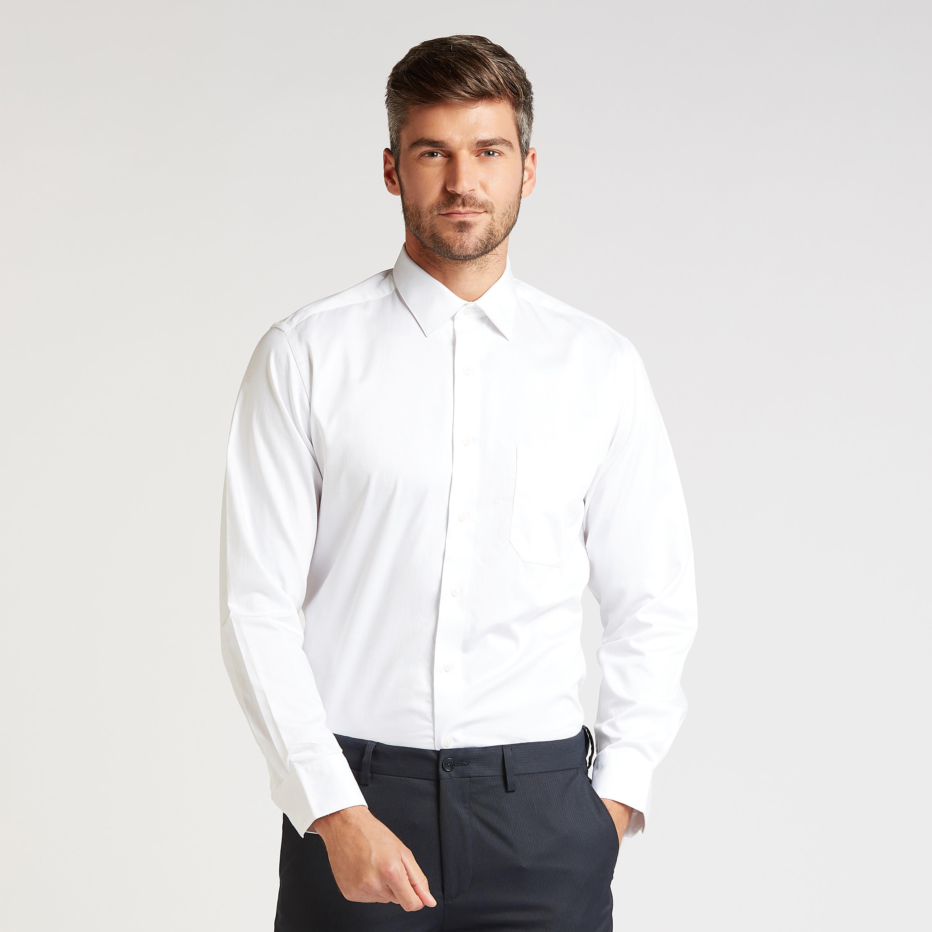 Arrow Solid Formal Shirt with Long Sleeves and Chest Pocket-men-clothing-shirts-image-1