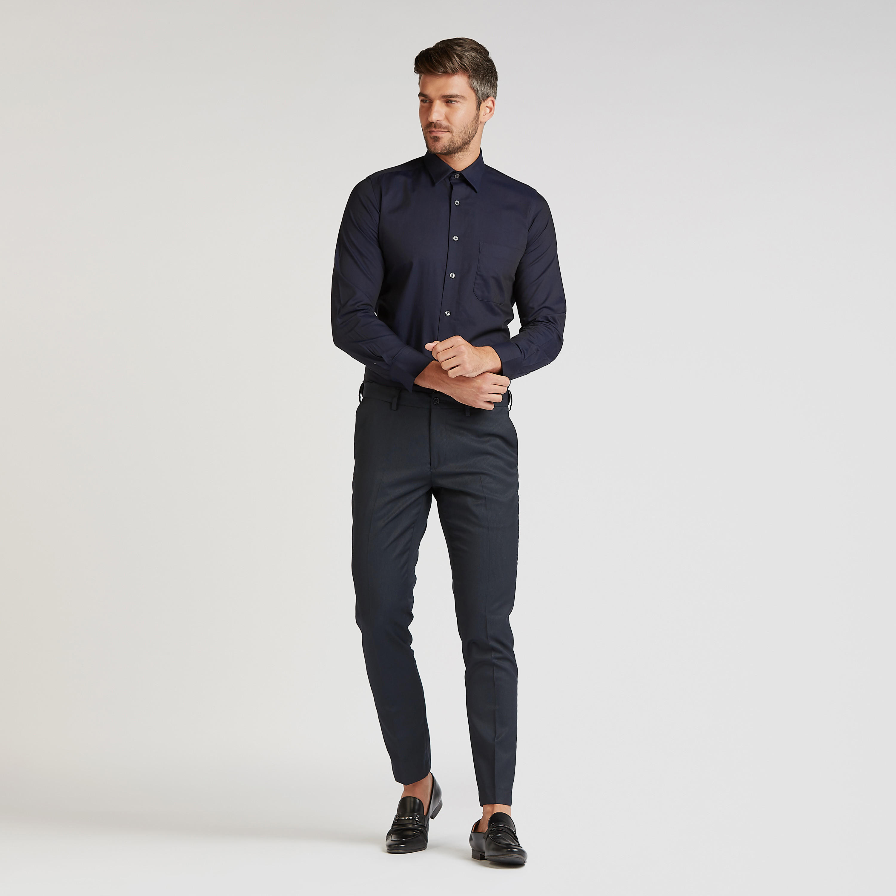Arrow Solid Easy Iron Shirt with Long Sleeves and Chest Pocket-men-clothing-shirts-image-2