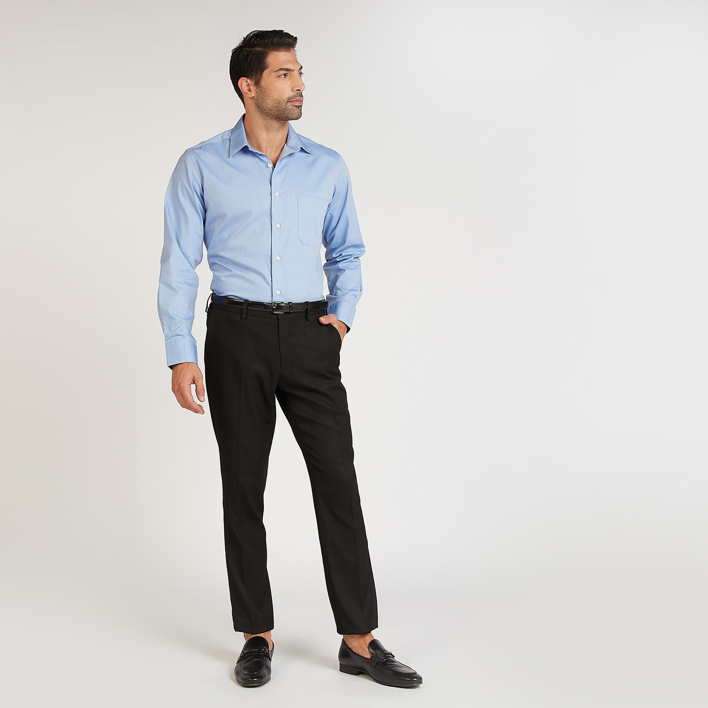 قميص رسمي سهل الكي بارز الملمس بأكمام طويلة وجيب على الصدر-men-clothing-shirts-image-2