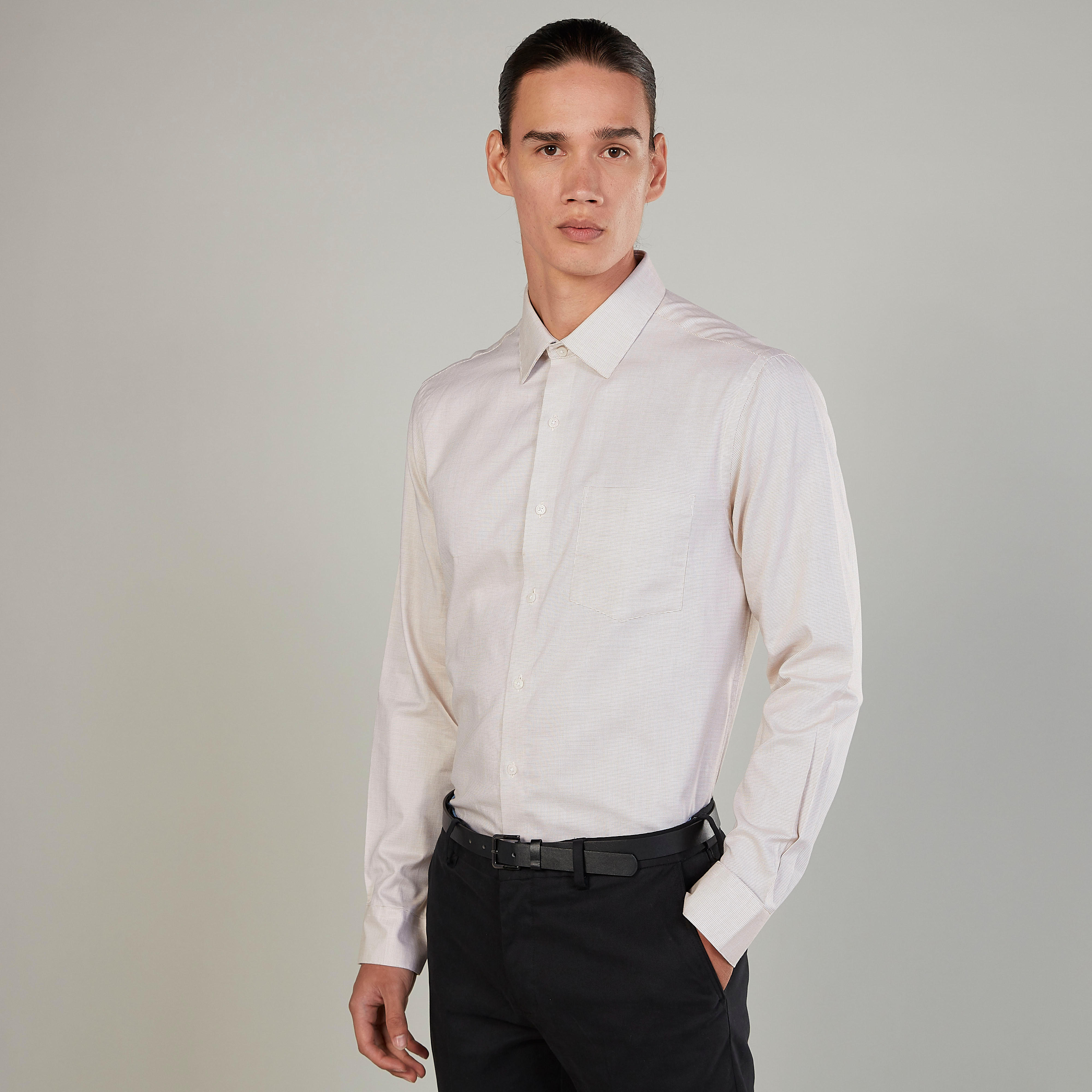 Arrow Textured Shirt with Long Sleeves and Chest Pocket-men-clothing-shirts-image-1