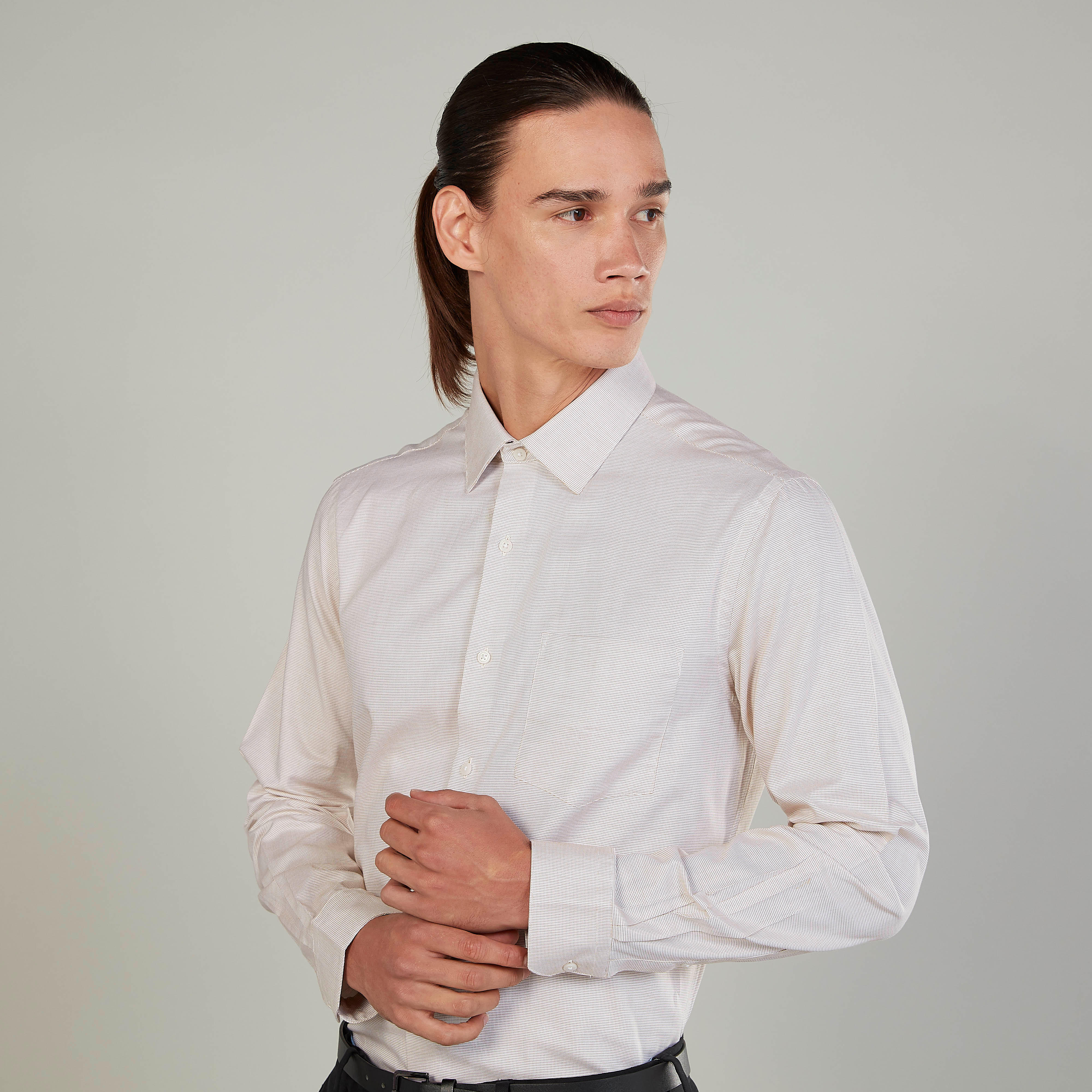 Arrow Textured Shirt with Long Sleeves and Chest Pocket-men-clothing-shirts-image-3