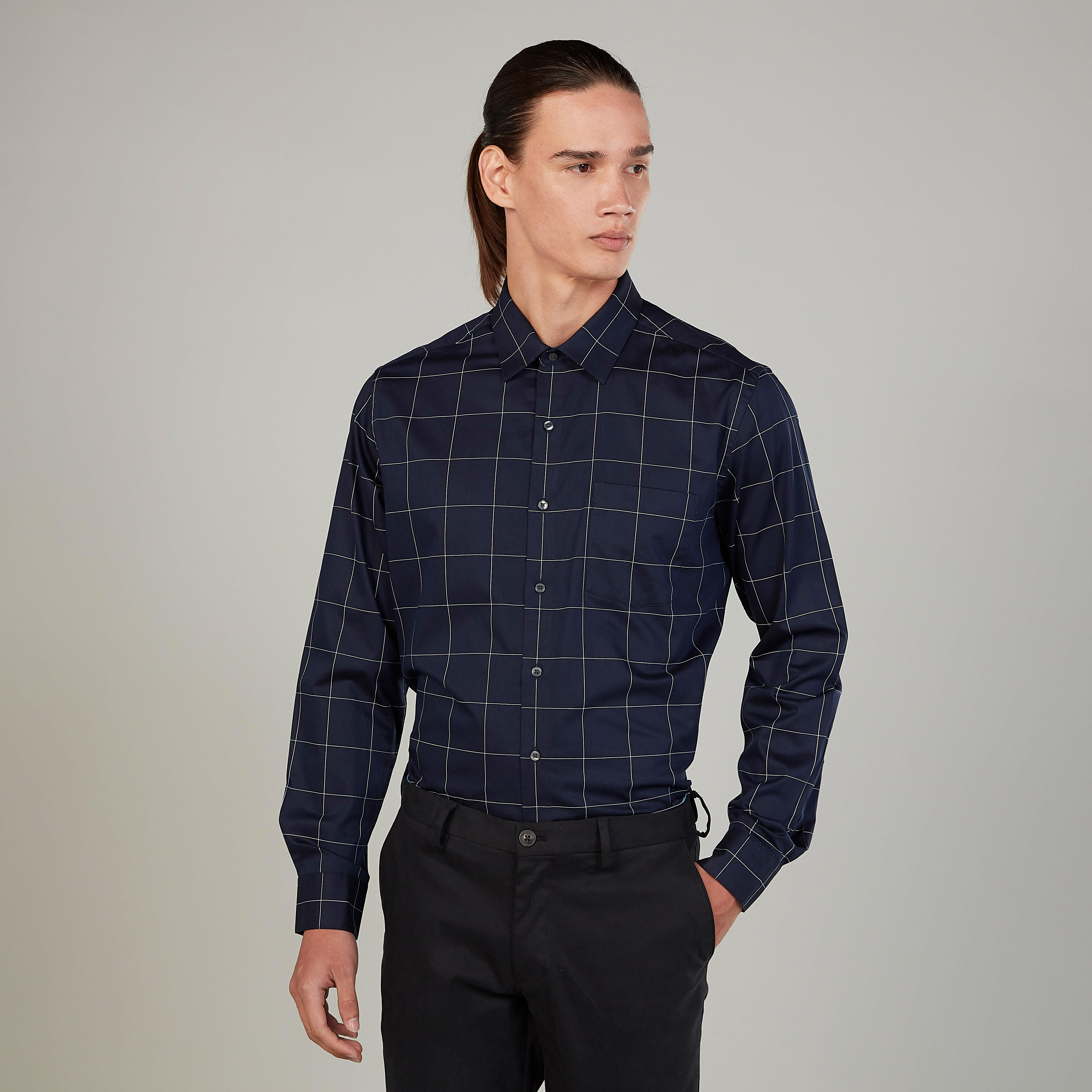 قميص كاروهات بأكمام طويلة وياقة عادية من آرو-men-clothing-shirts-image-1