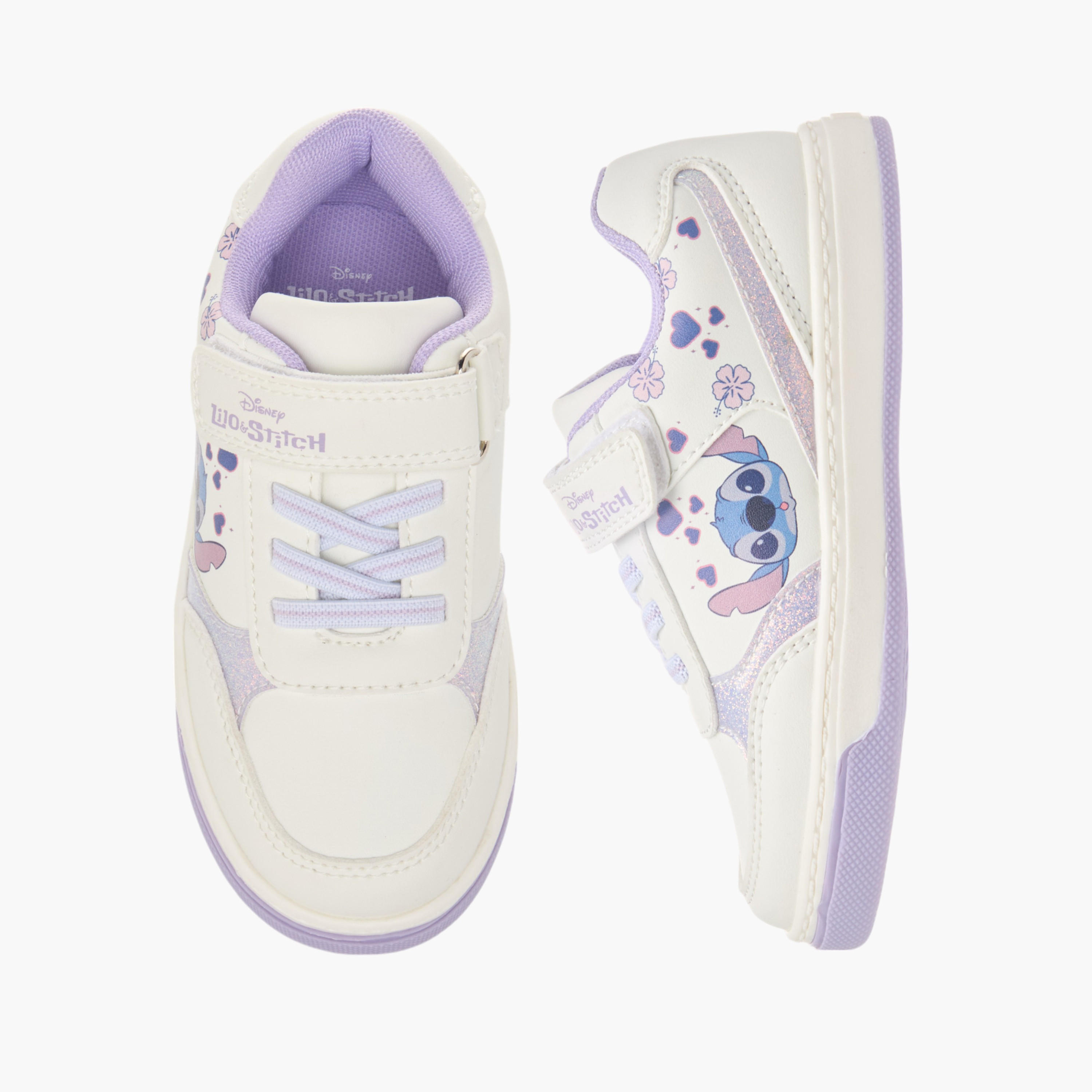 Disney Lilo and Stitch Print Ankle Sneakers with Hook and Loop Closure-girls-shoes-sneakers-image-1