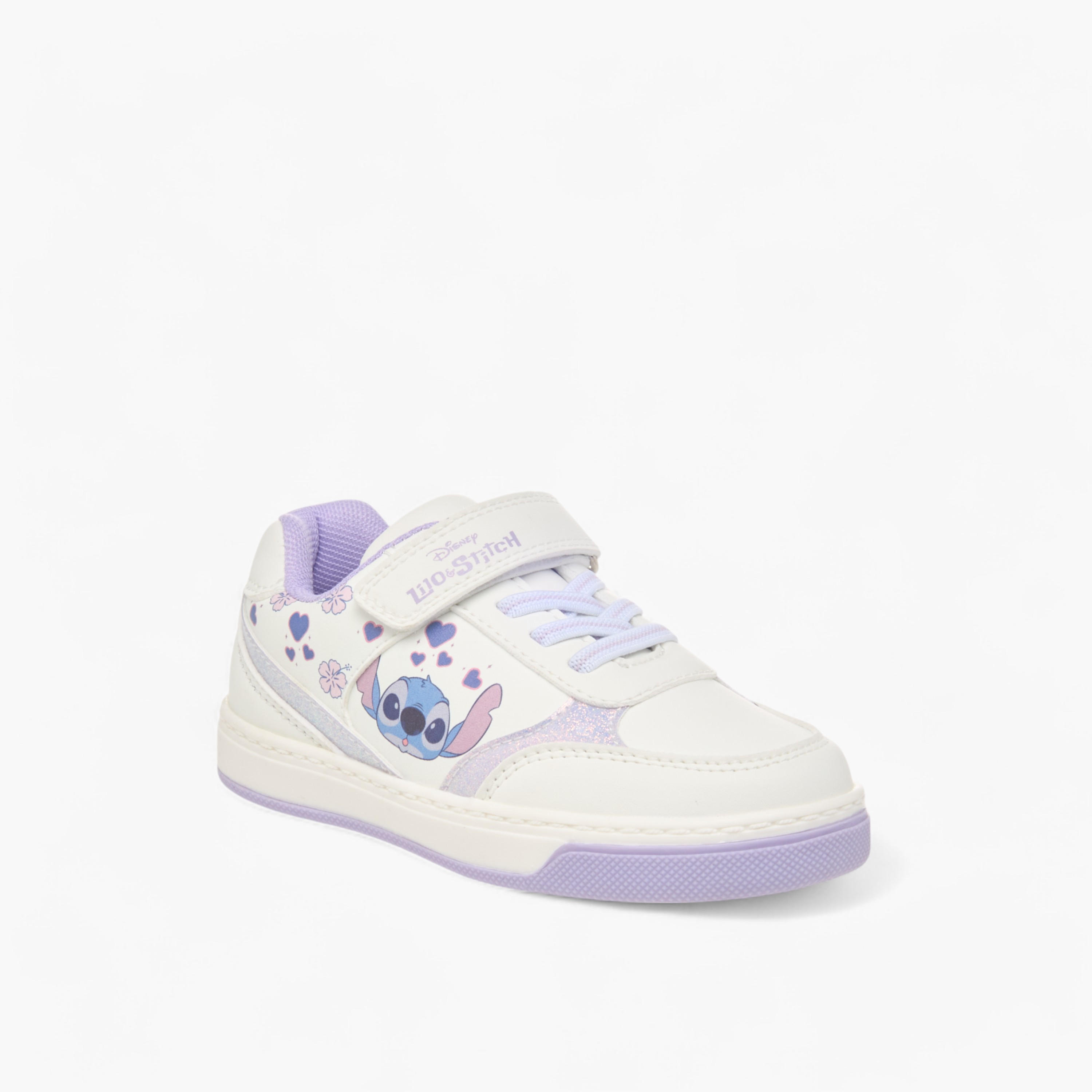 Disney Lilo and Stitch Print Ankle Sneakers with Hook and Loop Closure-girls-shoes-sneakers-image-2