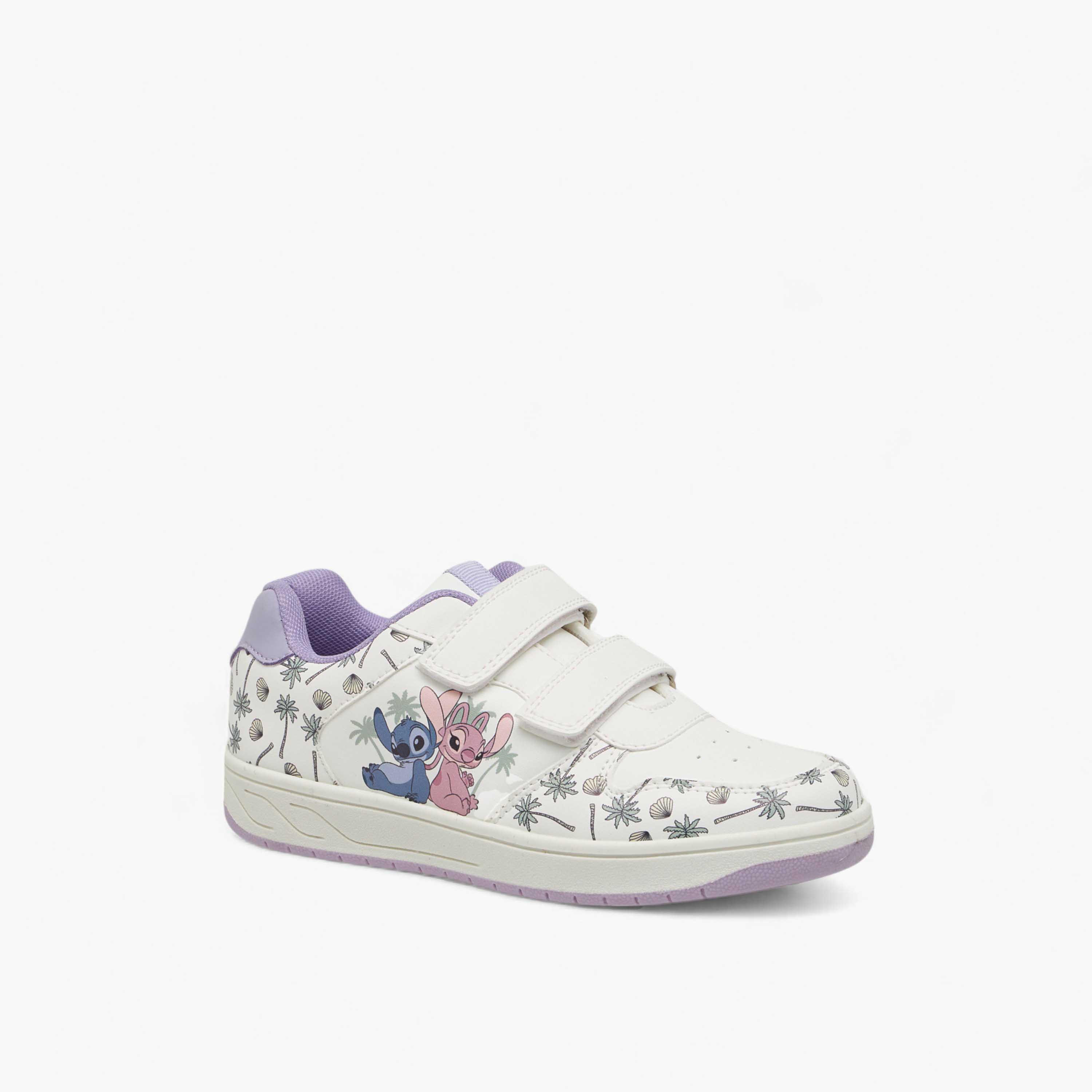 Disney Stitch and Angel Print Sneakers with Hook and Loop Closure-girls-shoes-sneakers-image-2