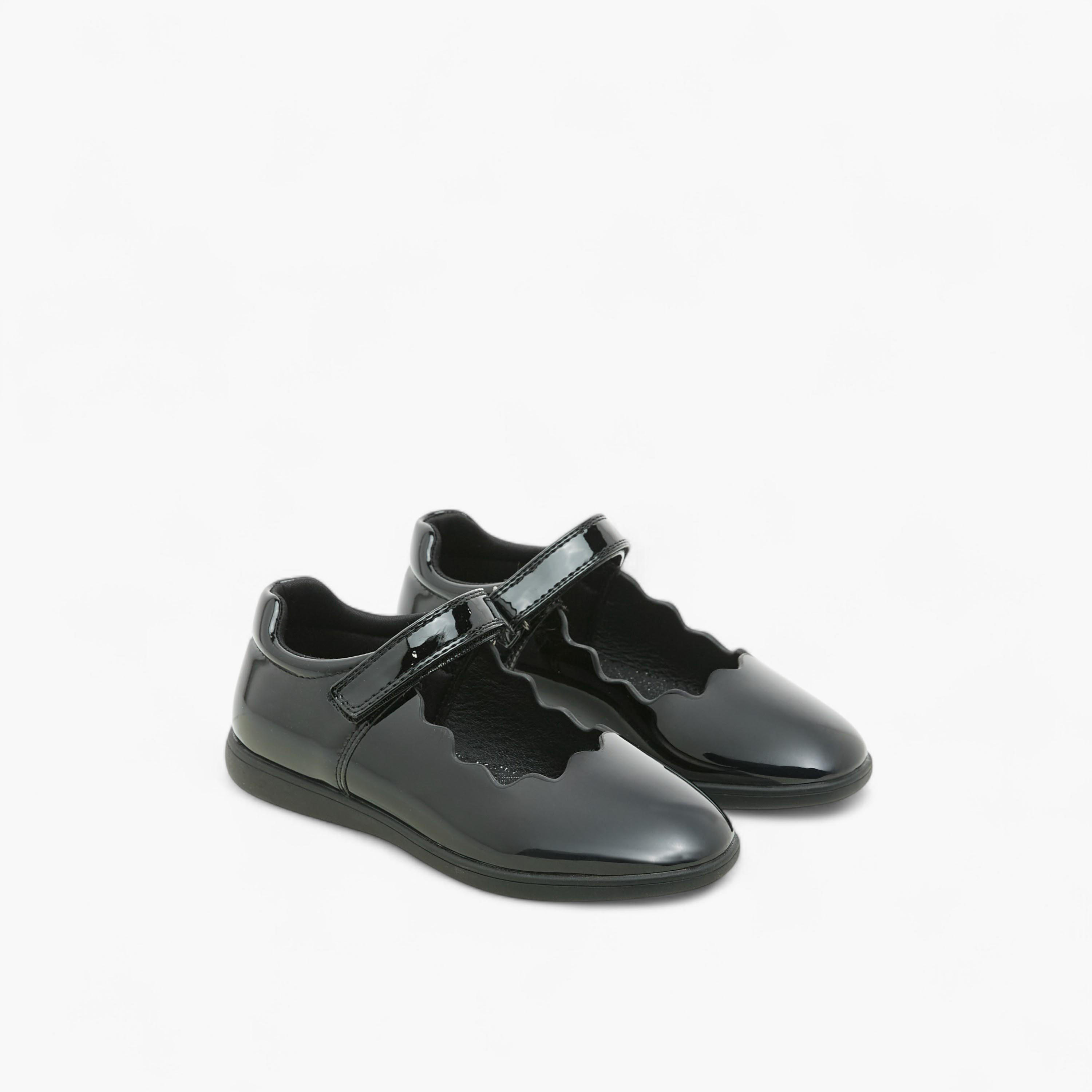 Juniors Scallop Detail School Shoes with Hook and Loop Closure-girls-shoes-schoolshoes-image-1