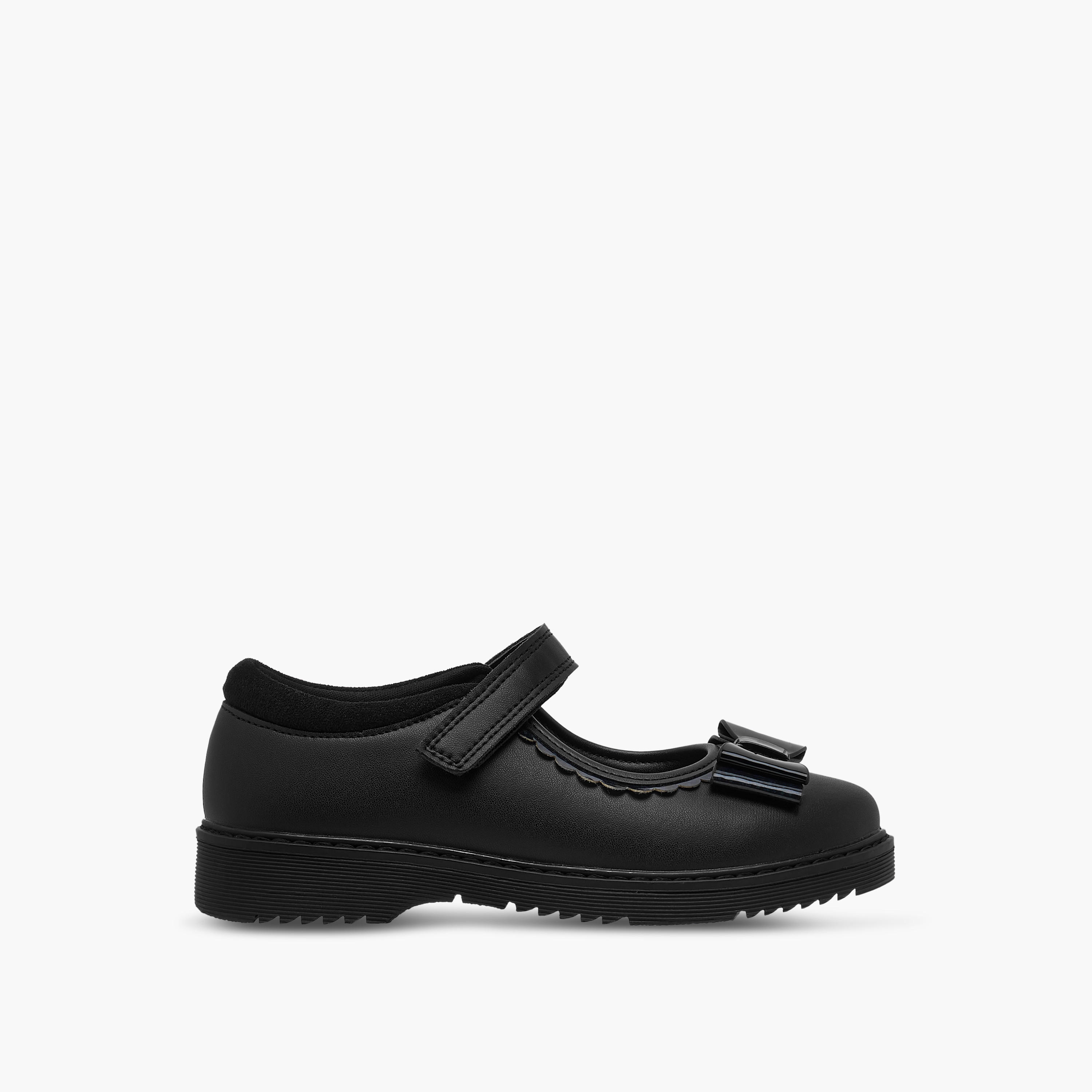 Juniors Bow Applique Mary Jane School Shoes with Hook and Loop Closure-girls-shoes-schoolshoes-image-3