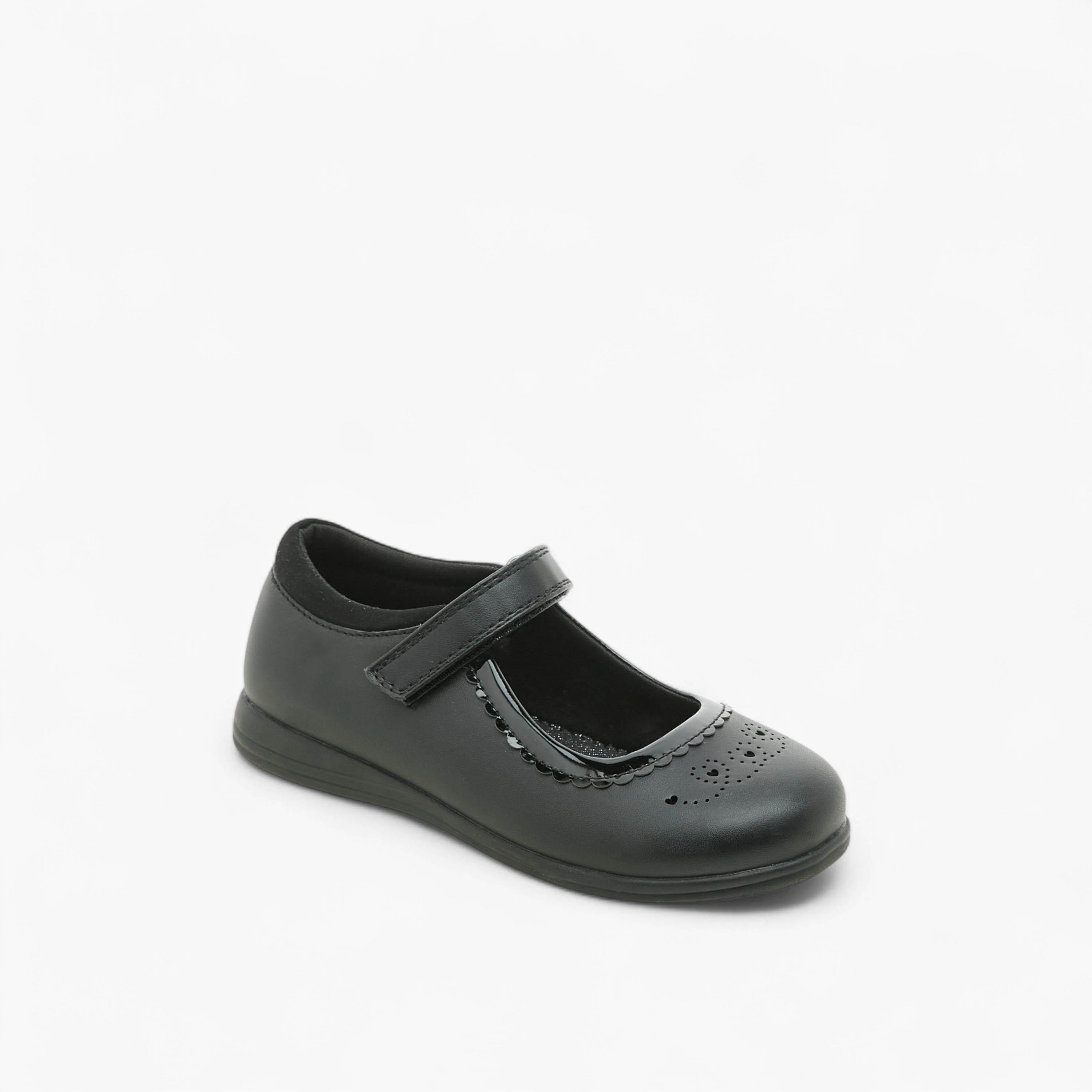 Juniors Textured School Shoes with Hook and Loop Closure-girls-shoes-schoolshoes-image-2