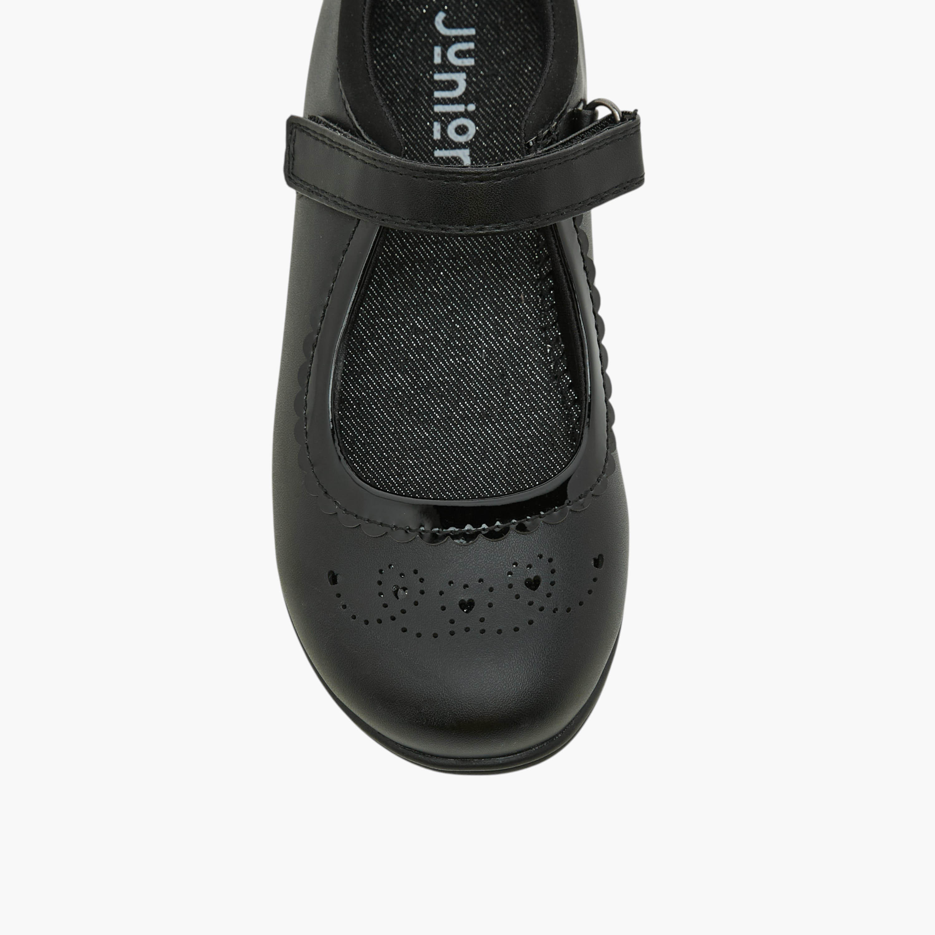 Juniors Textured School Shoes with Hook and Loop Closure-girls-shoes-schoolshoes-image-4