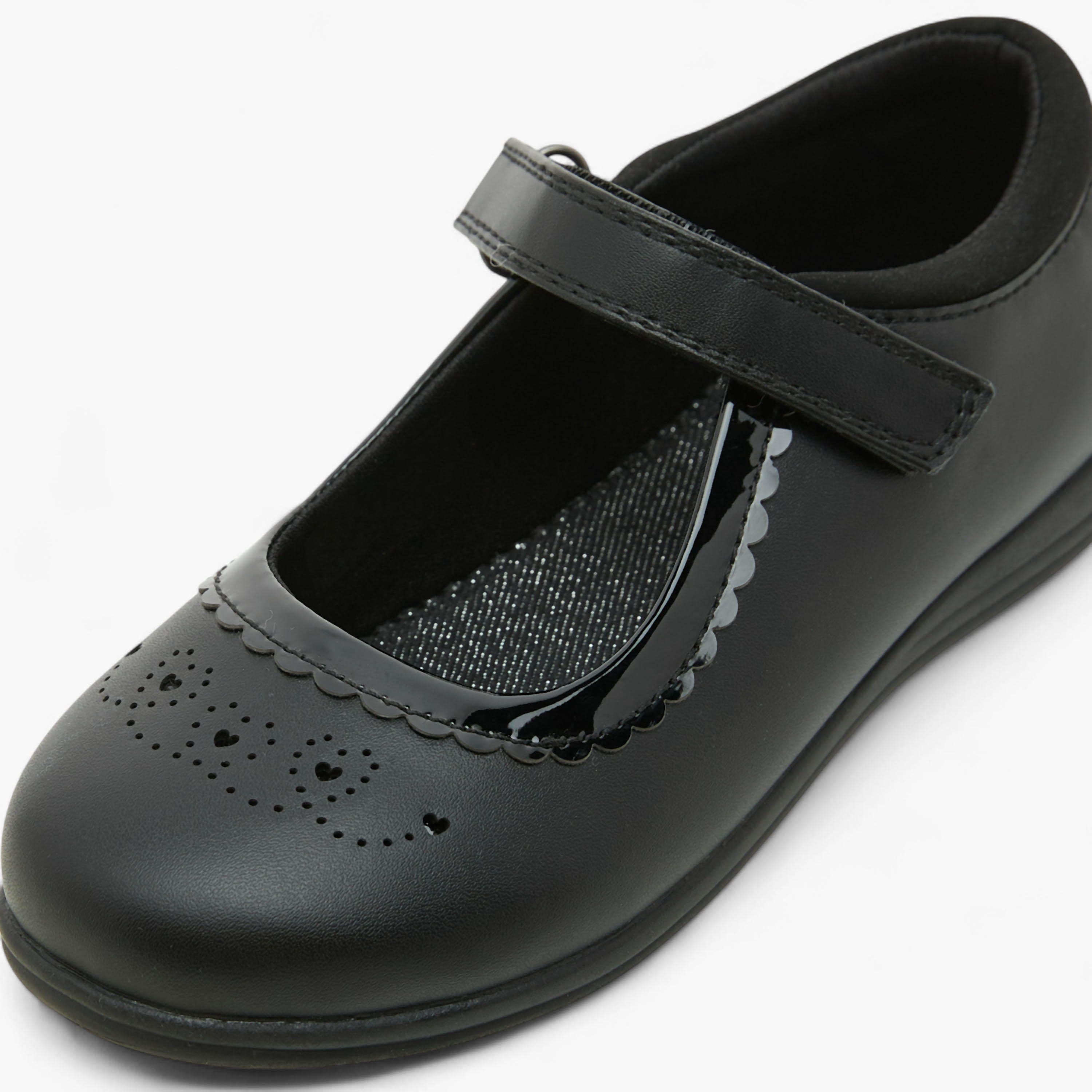 Juniors Textured School Shoes with Hook and Loop Closure-girls-shoes-schoolshoes-image-6