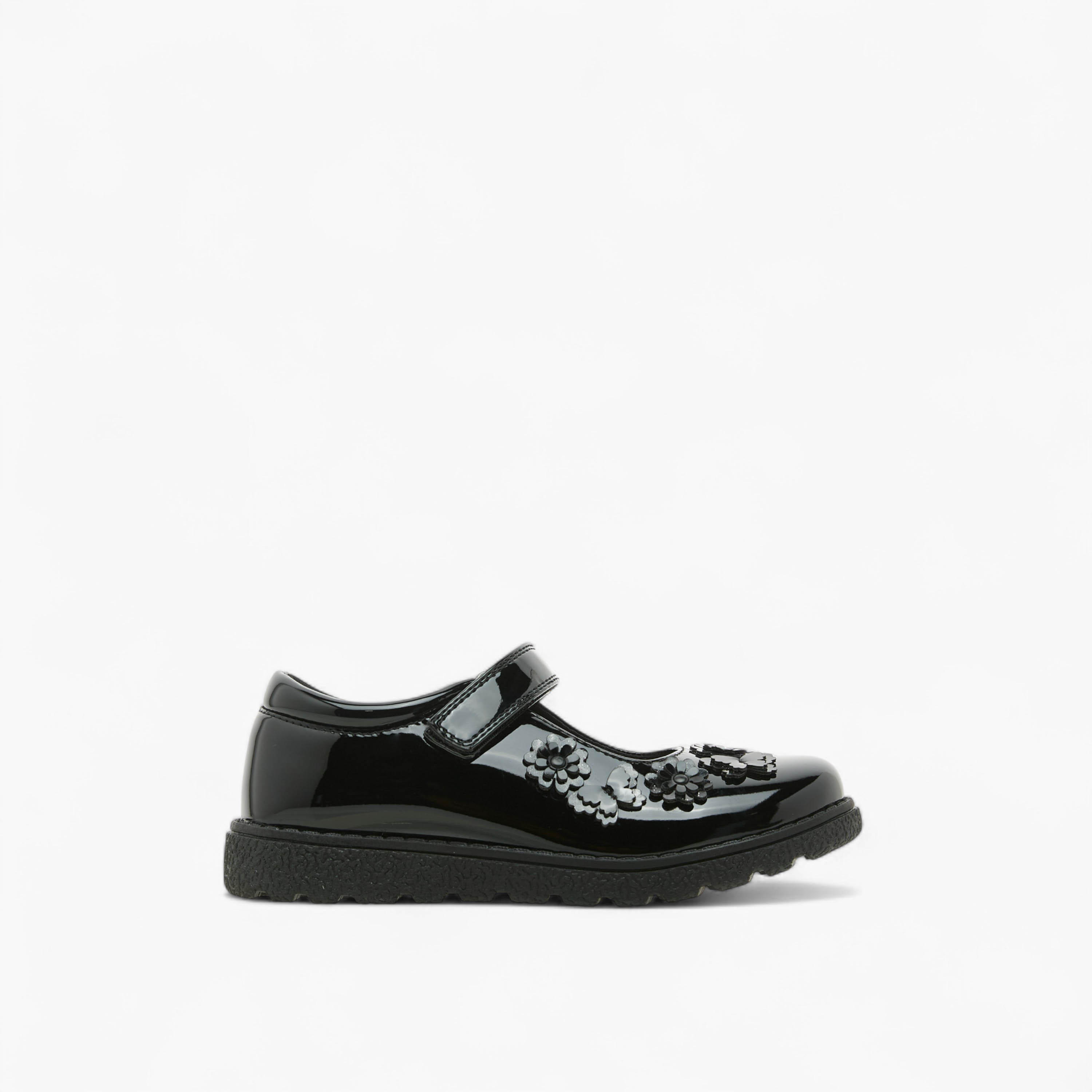 Juniors Flower Applique School Shoes with Hook and Loop Closure-girls-shoes-schoolshoes-image-3