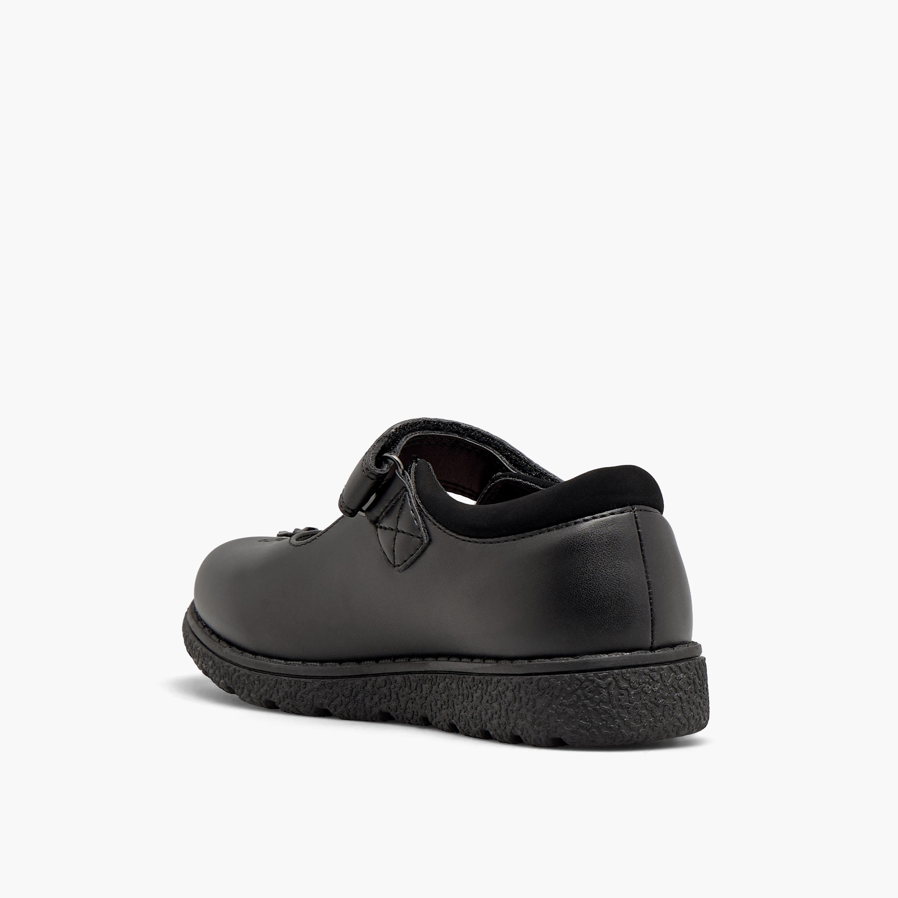 حذاء مدرسي بزينة زهور وشريط إغلاق لاصق للبنات من جونيورز-girls-shoes-schoolshoes-image-5