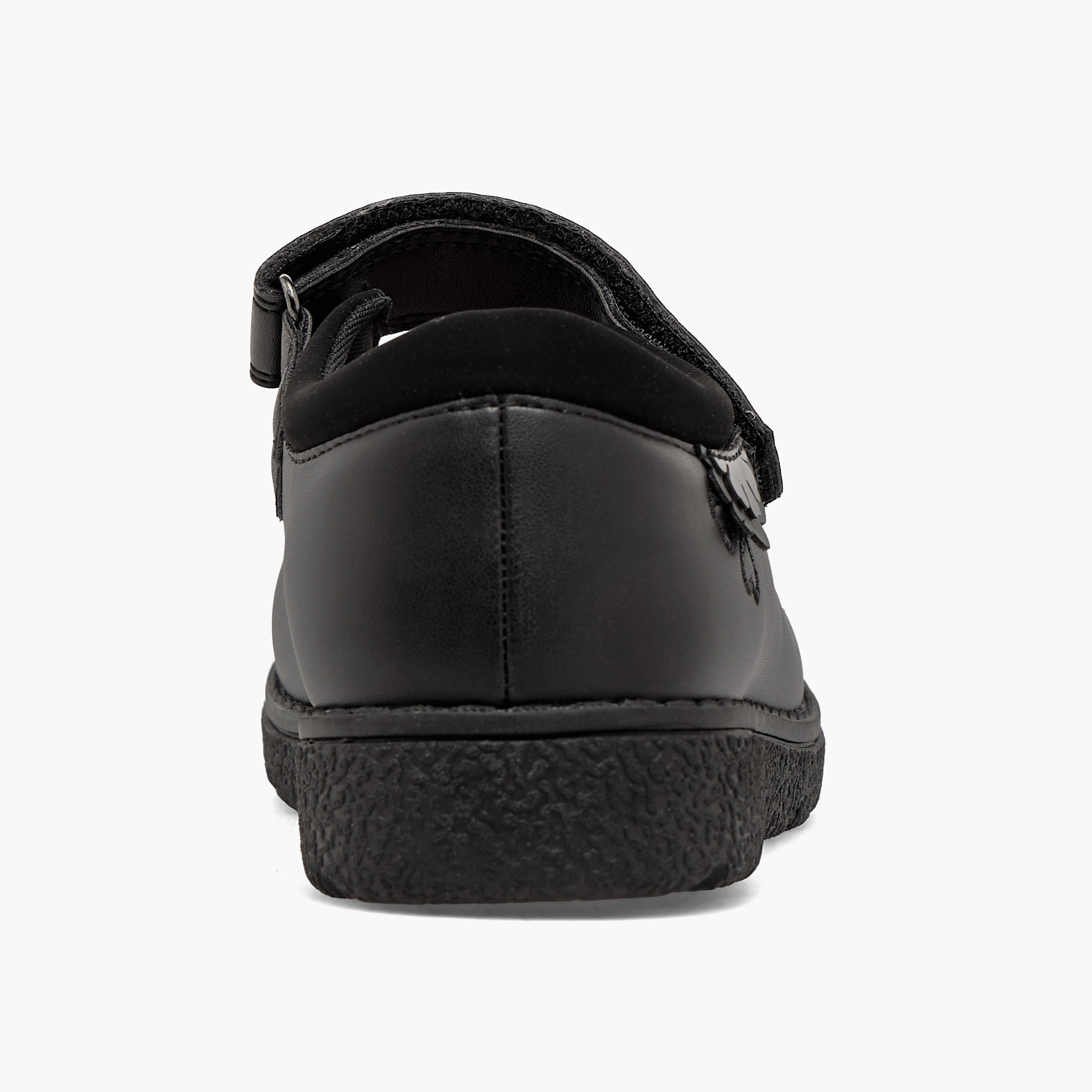حذاء مدرسي بزينة زهور وشريط إغلاق لاصق للبنات من جونيورز-girls-shoes-schoolshoes-image-8