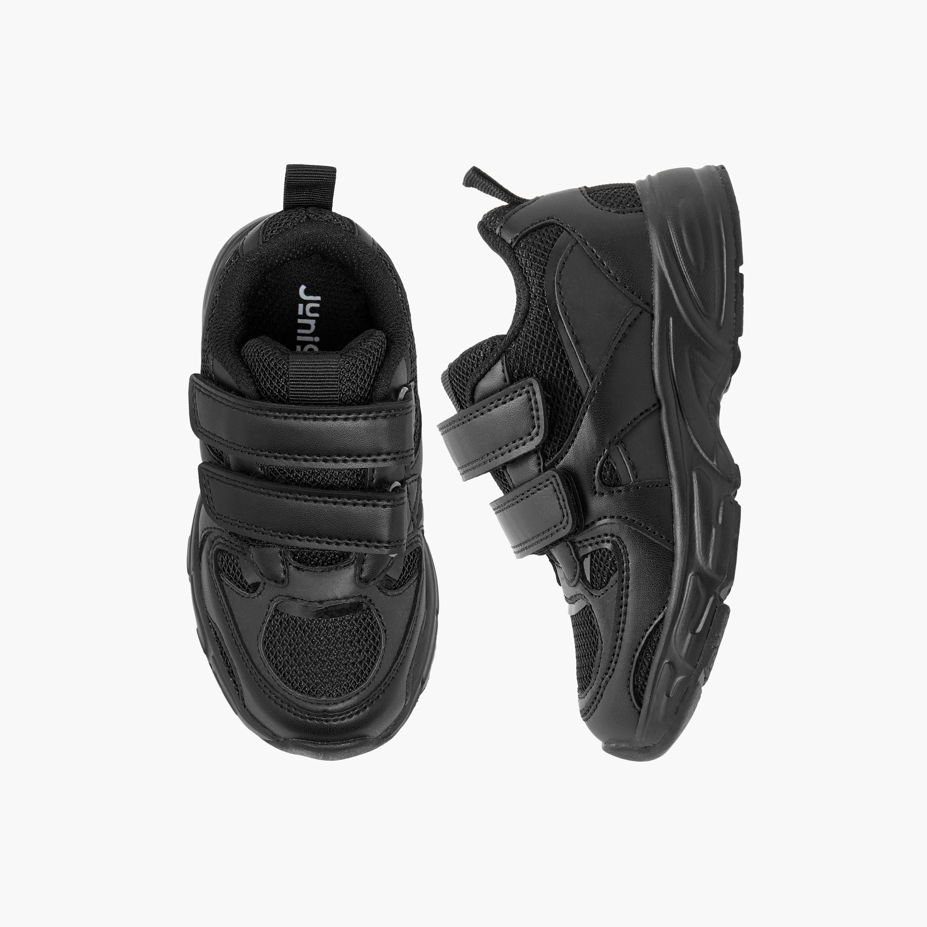 Juniors Panelled School Shoes with Hook and Loop Closure-girls-shoes-schoolshoes-image-1