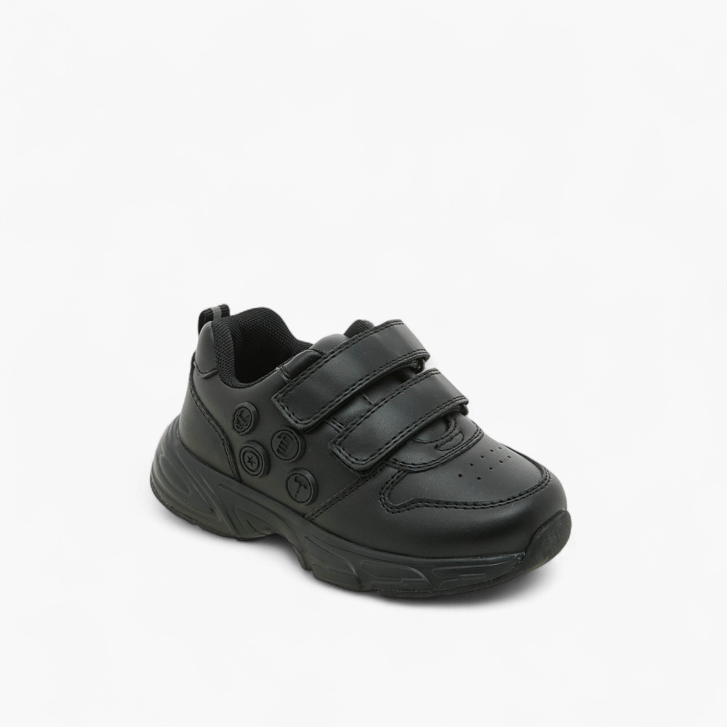 Marvel Textured School Shoes with Hook and Loop Closure-boys-shoes-schoolshoes-image-2