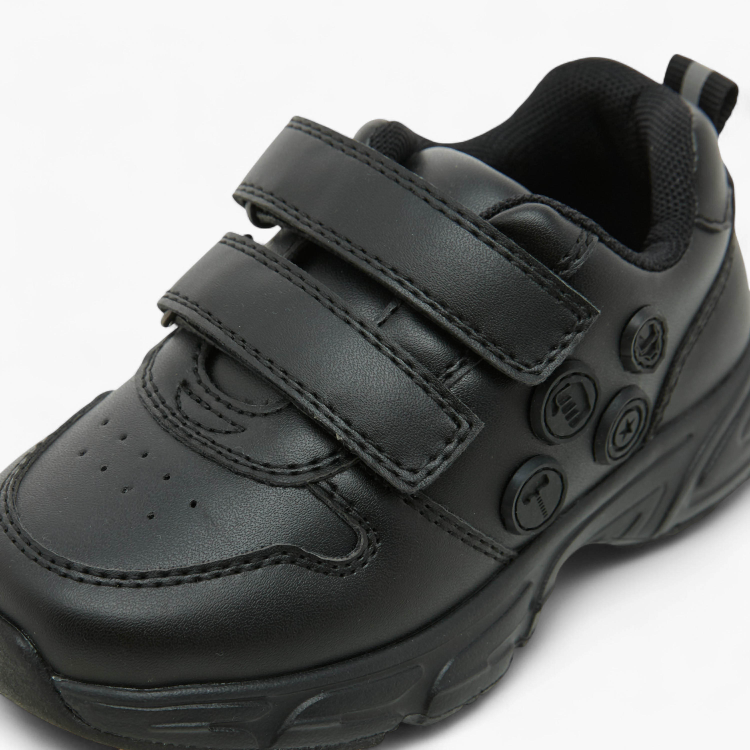 Marvel Textured School Shoes with Hook and Loop Closure-boys-shoes-schoolshoes-image-5