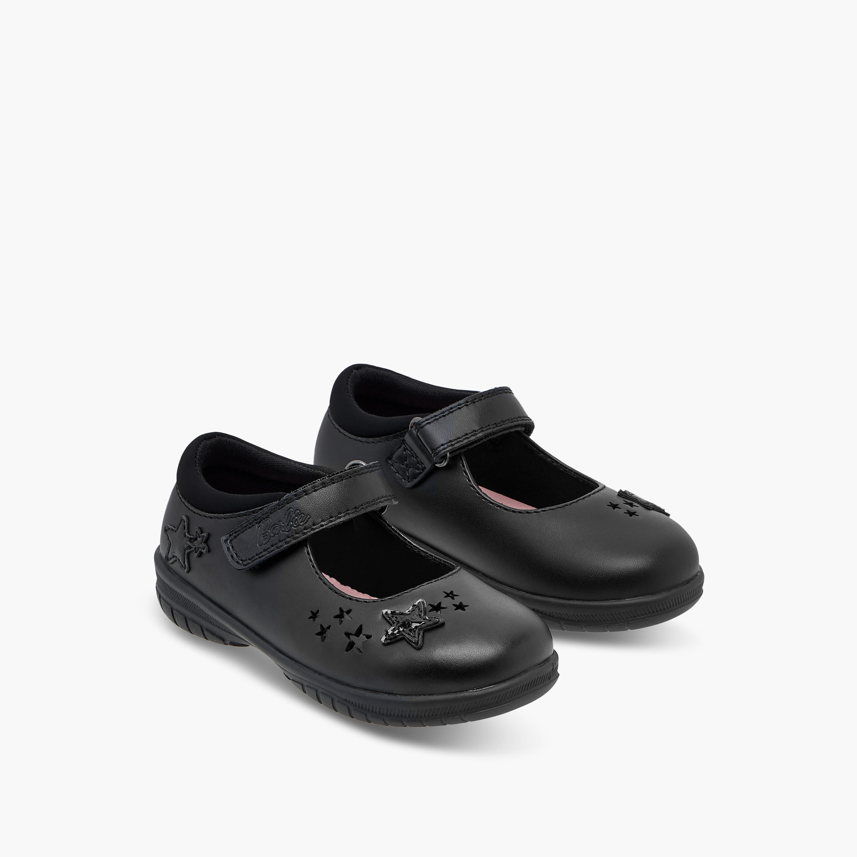 Barbie Star Detail Mary Jane School Shoes with Hook and Loop Closure-girls-shoes-schoolshoes-image-1