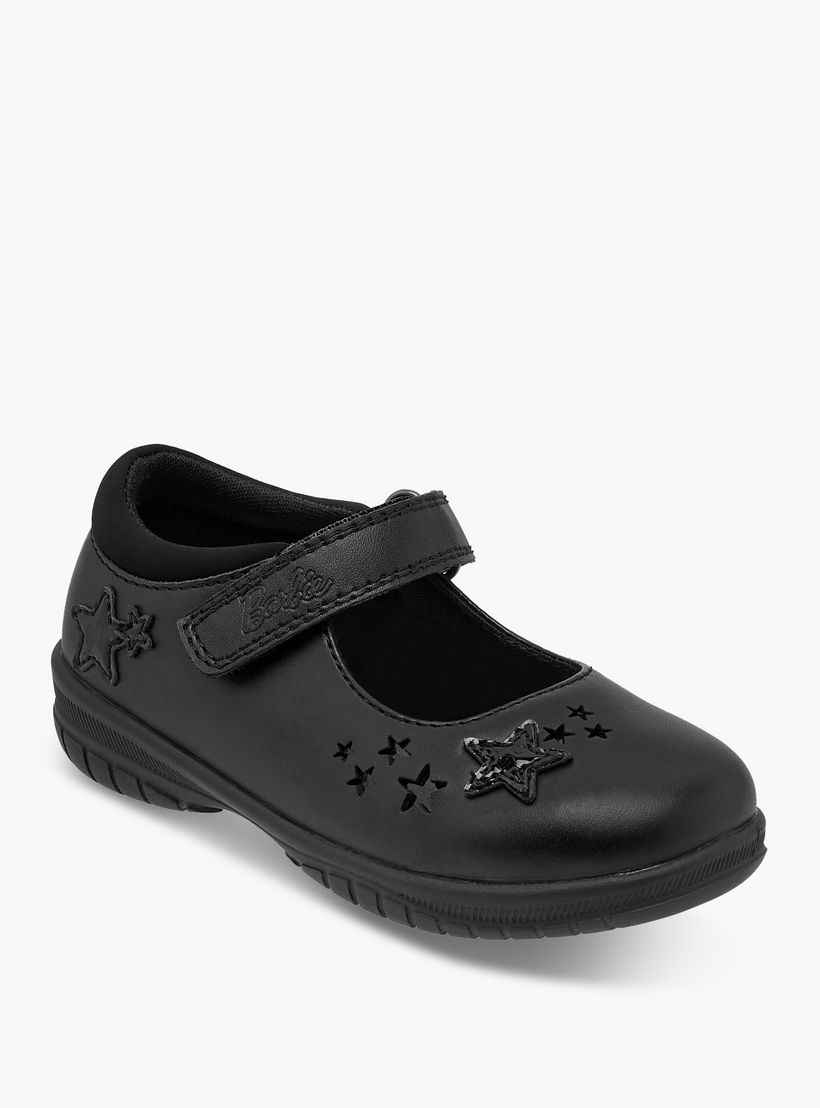 Barbie Star Detail Mary Jane School Shoes with Hook and Loop Closure-girls-shoes-schoolshoes-image-2