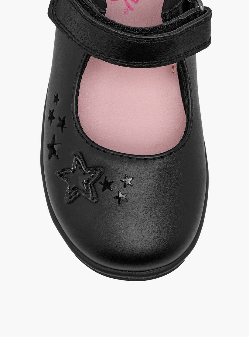 Barbie Star Detail Mary Jane School Shoes with Hook and Loop Closure-girls-shoes-schoolshoes-image-4