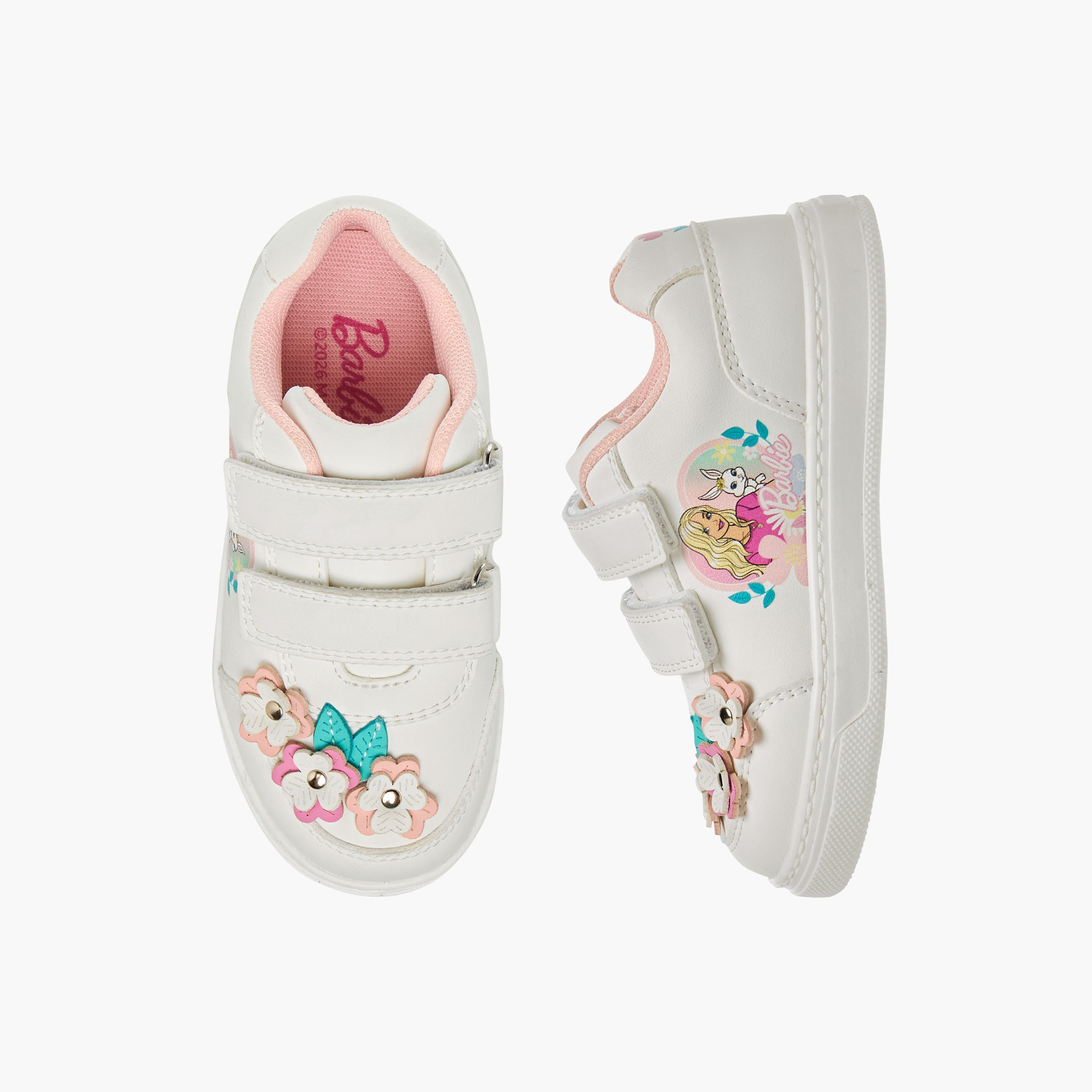 Barbie Girls Floral Accent Hook and Loop Sneakers-girls-shoes-sneakers-image-1