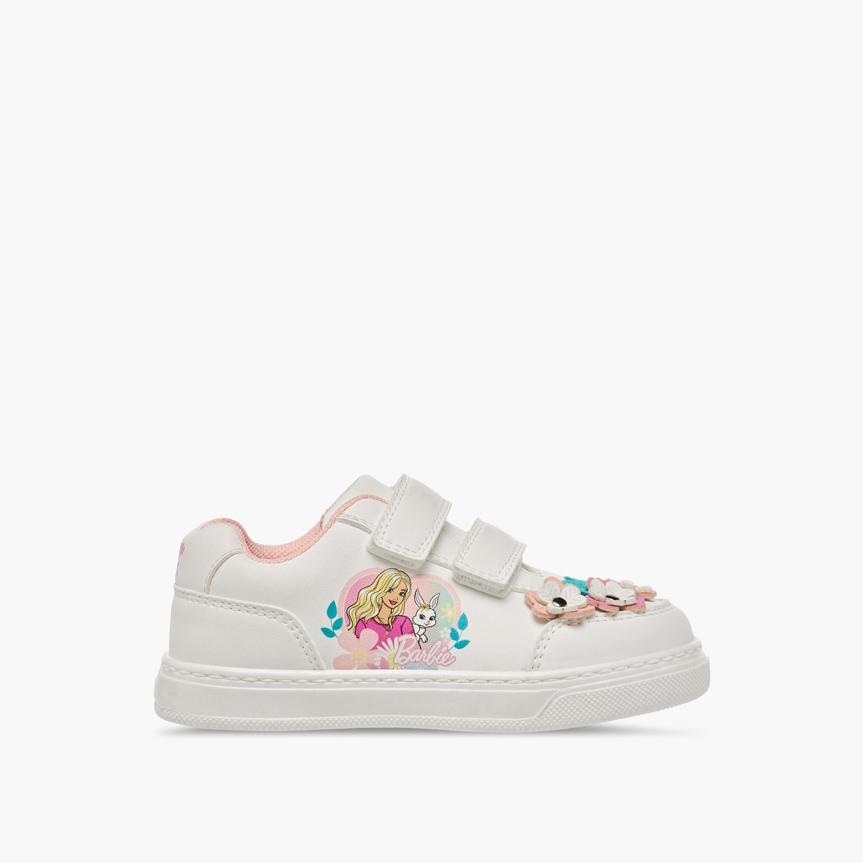 Barbie Girls Floral Accent Hook and Loop Sneakers-girls-shoes-sneakers-image-3