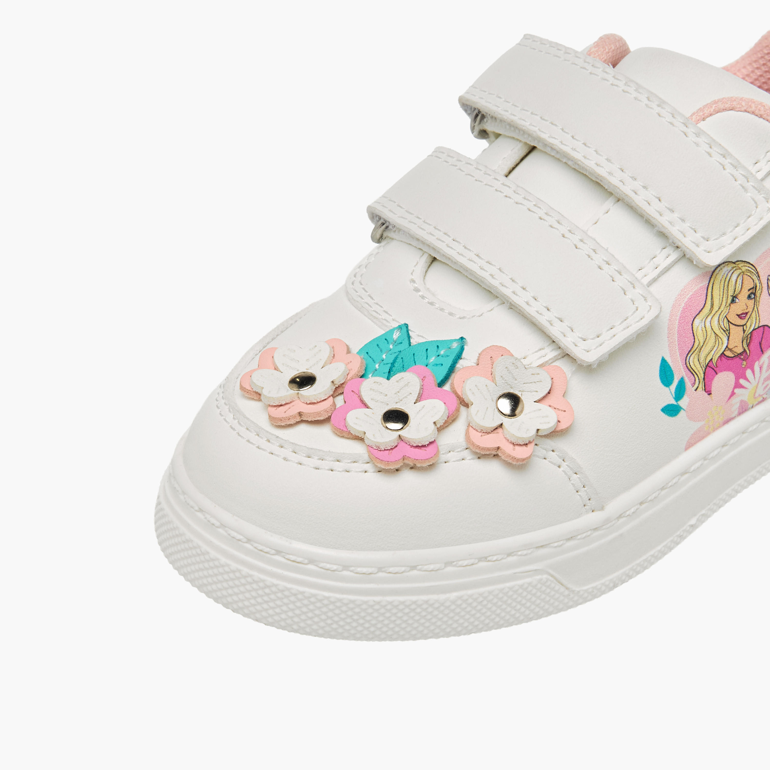 Barbie Girls Floral Accent Hook and Loop Sneakers-girls-shoes-sneakers-image-4