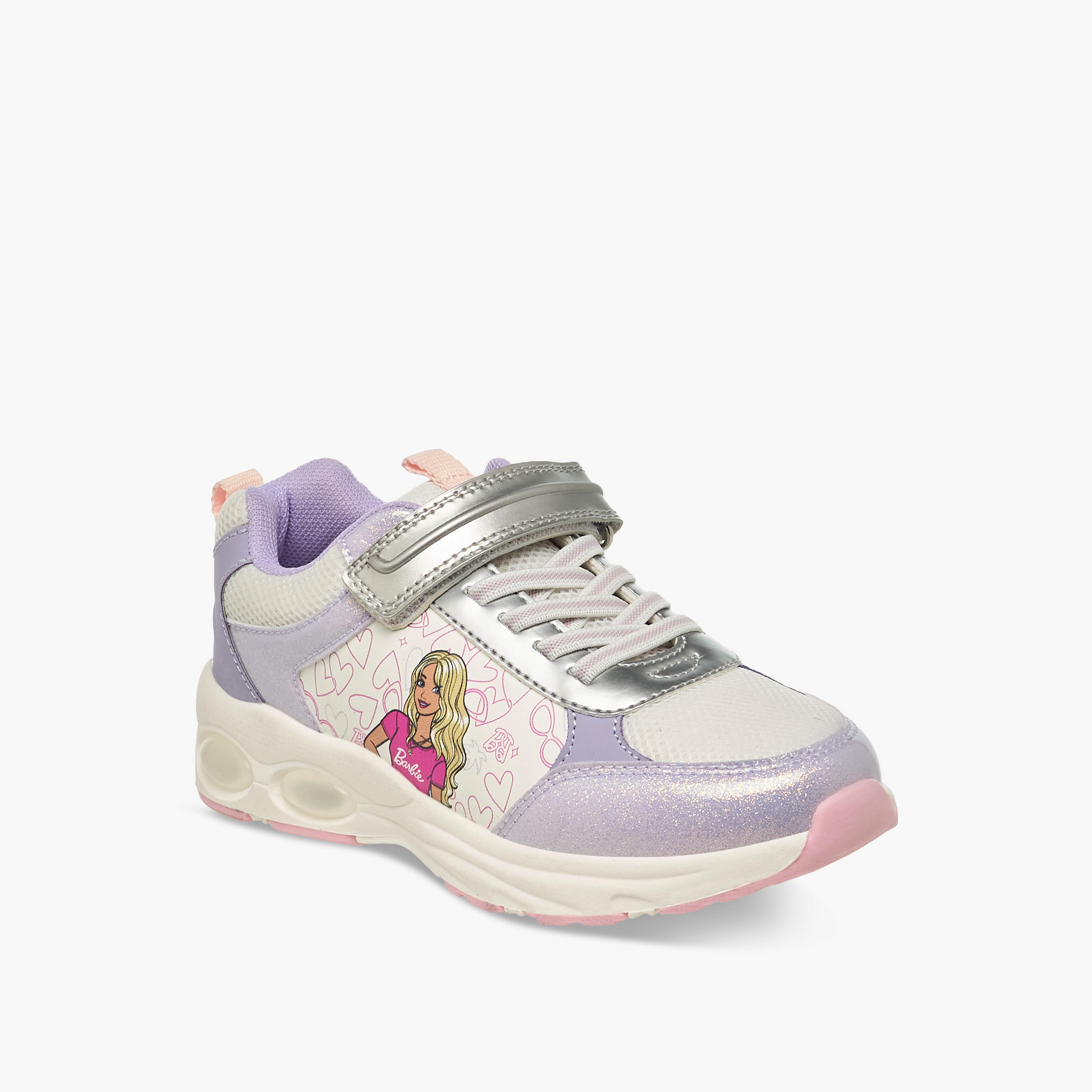 Barbie Girls Panelled Hook and Loop Sneakers-girls-shoes-sneakers-image-2
