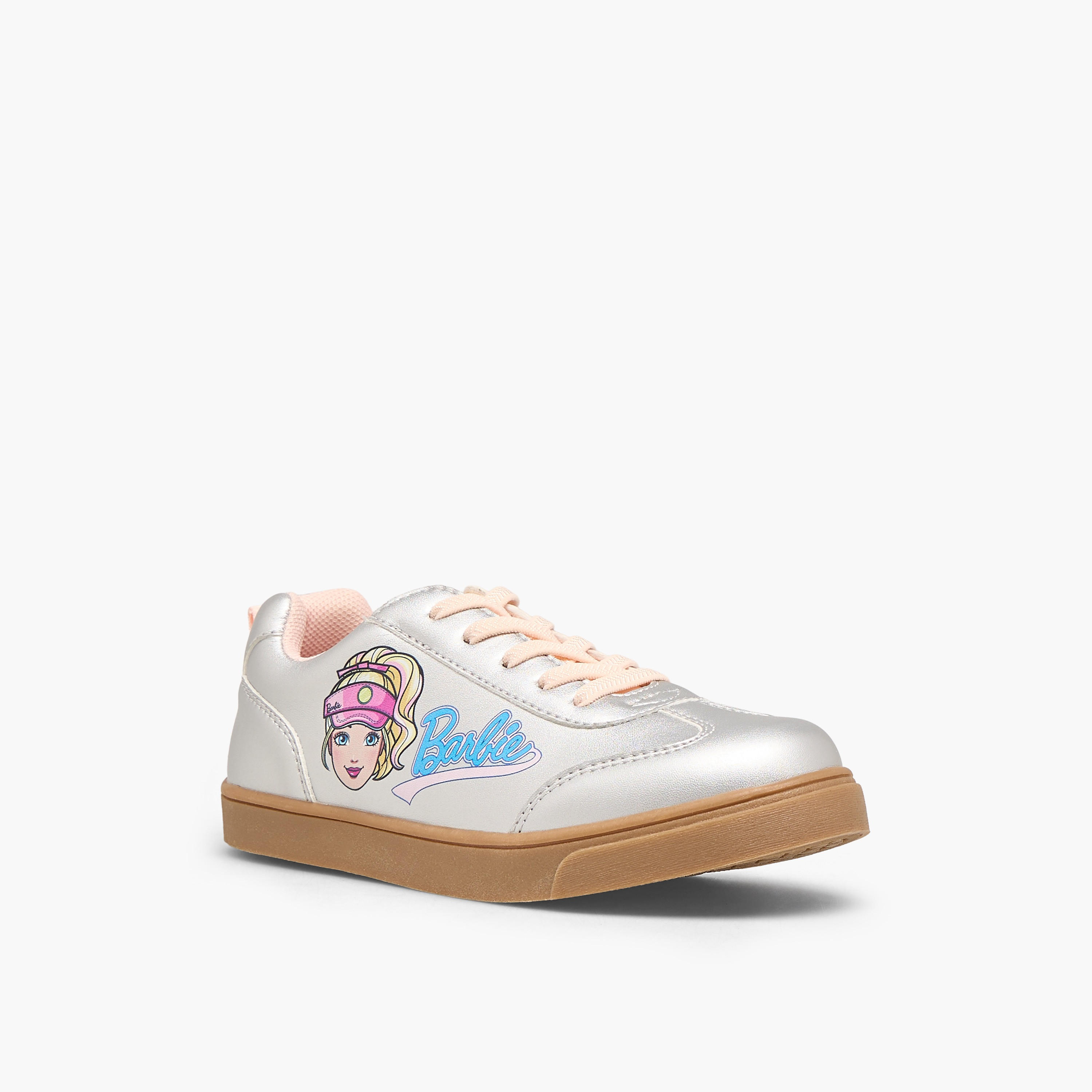 Barbie Girls Printed Lace-Up Ankle Sneakers-girls-shoes-sneakers-image-2