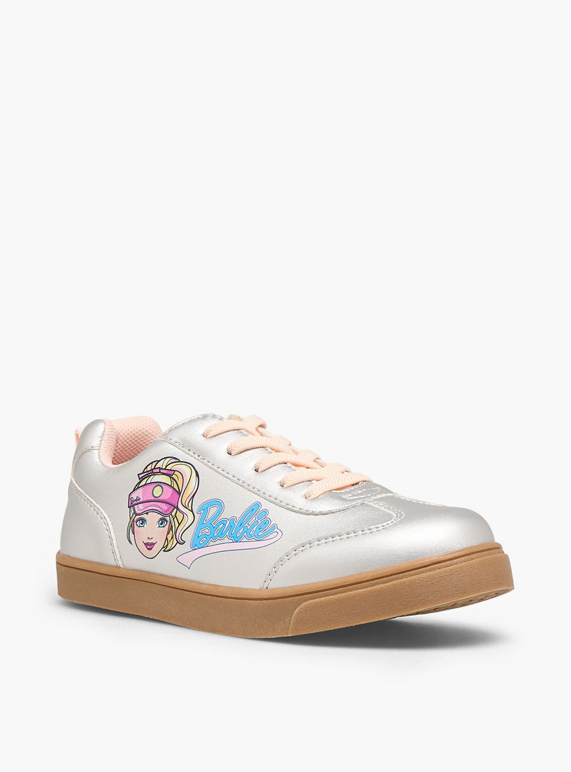 Barbie Girls Printed Lace-Up Ankle Sneakers-girls-shoes-sneakers-image-2