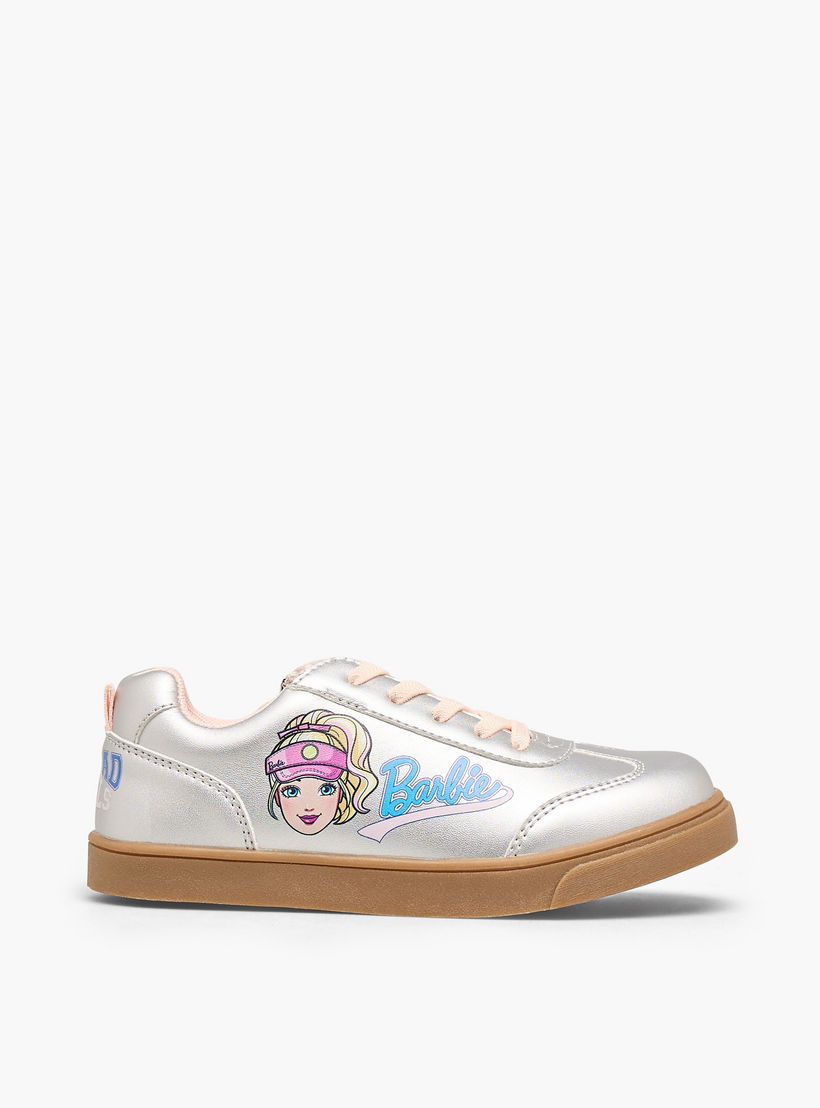 Barbie Girls Printed Lace-Up Ankle Sneakers-girls-shoes-sneakers-image-3
