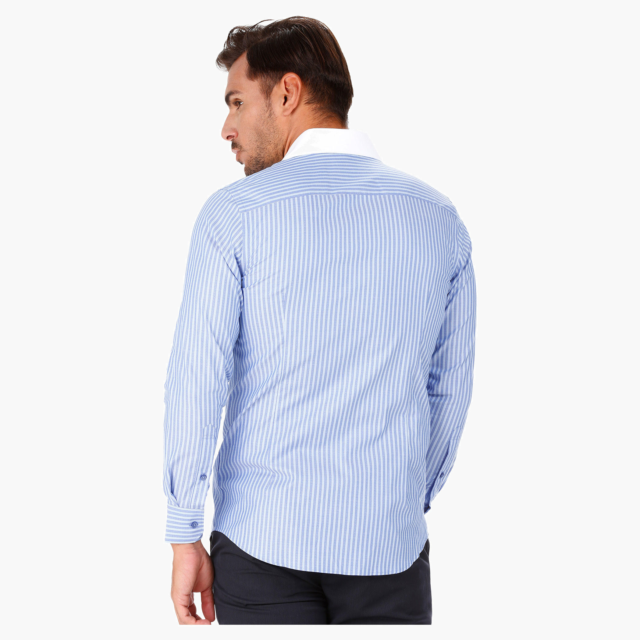 Striped Formal Shirt with Cut-away Collar and Long Sleeves-men-clothing-shirts-image-2
