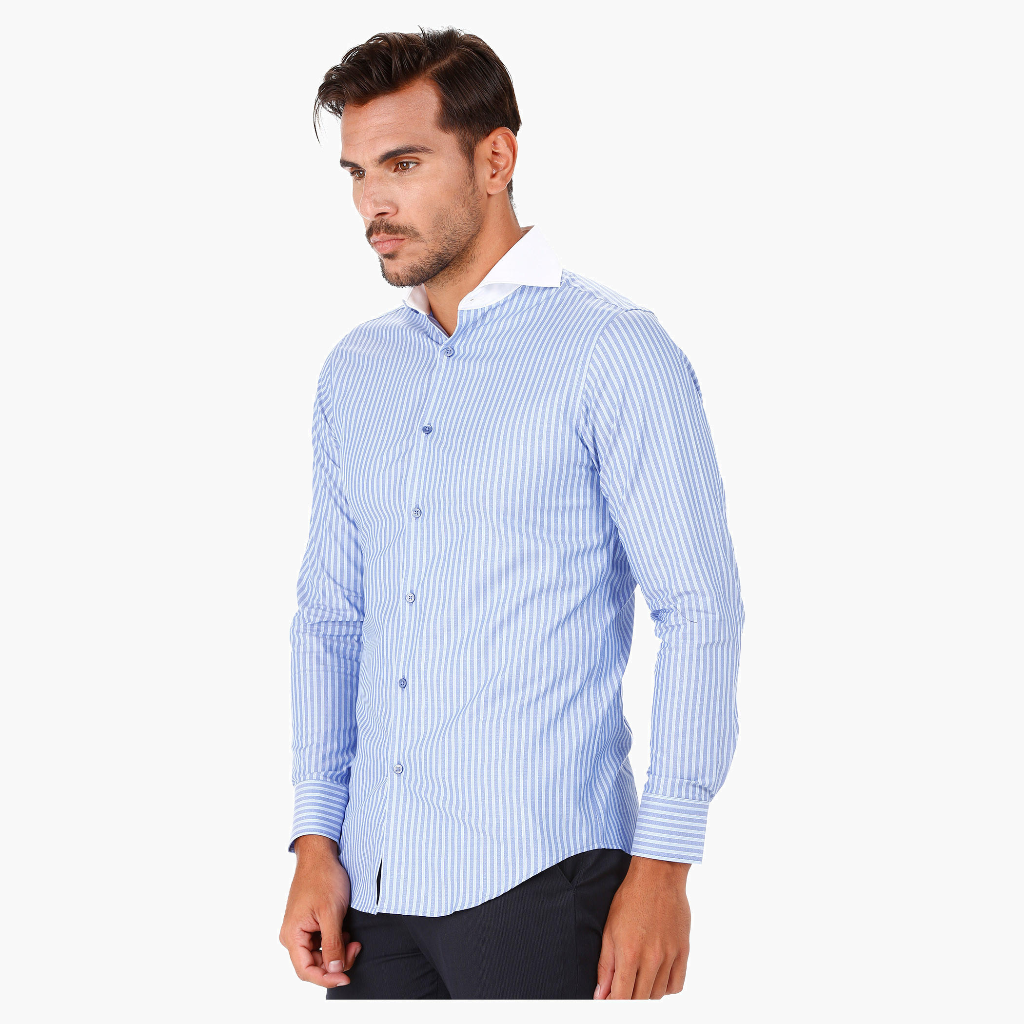 Striped Formal Shirt with Cut-away Collar and Long Sleeves-men-clothing-shirts-image-3