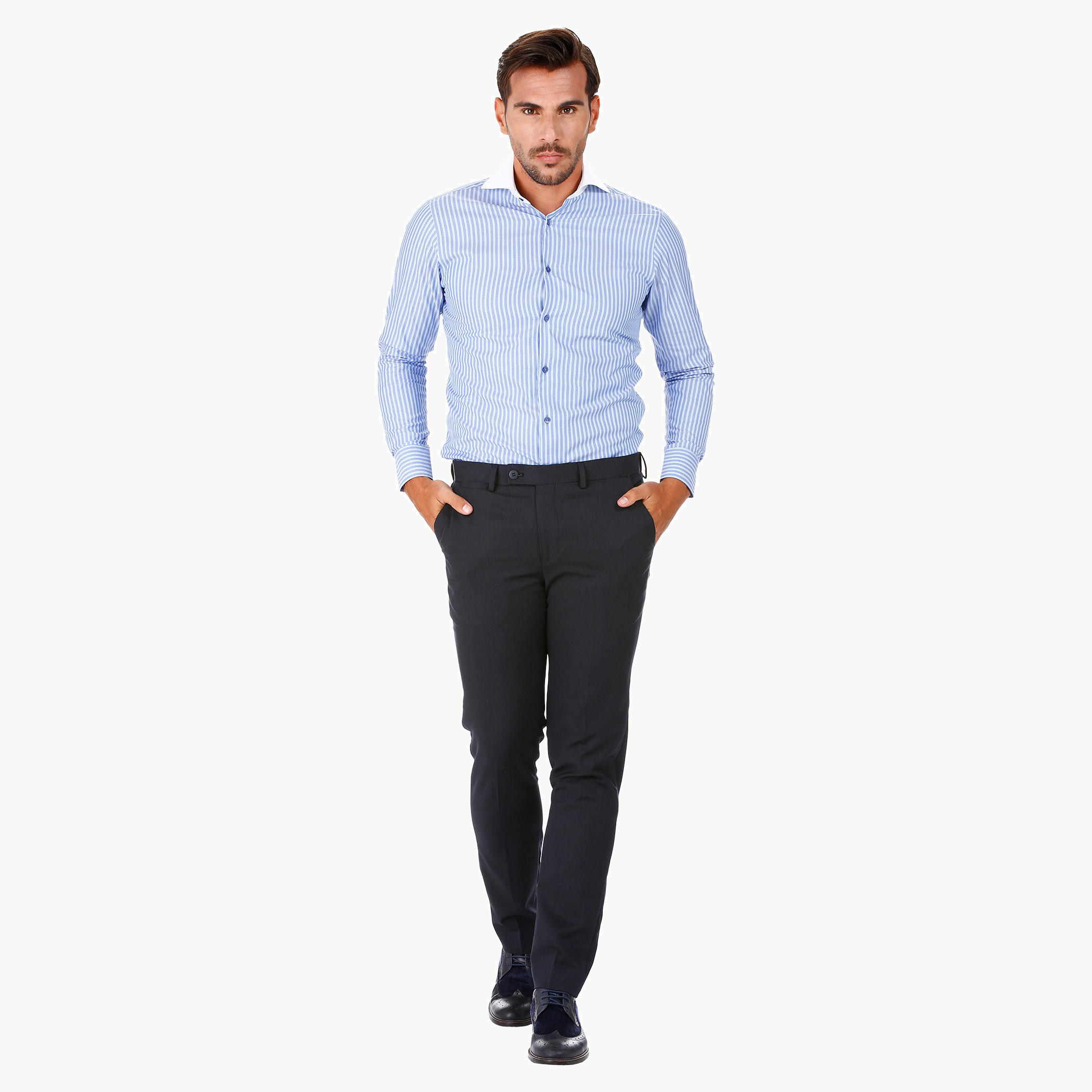 Striped Formal Shirt with Cut-away Collar and Long Sleeves-men-clothing-shirts-image-5