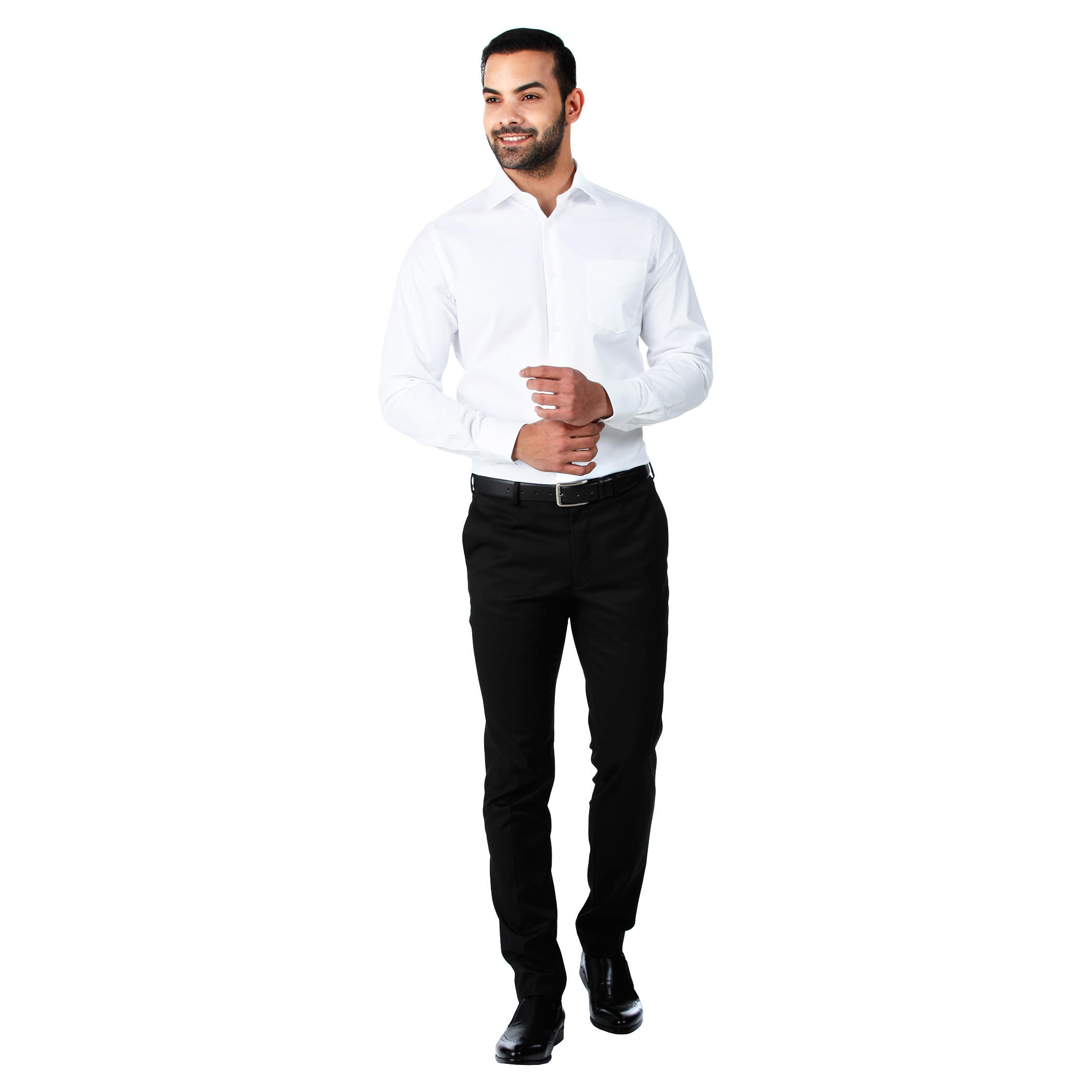 Formal Textured Cotton Shirt with Cut-Away Collar and Long Sleeves in Regular Fit-men-clothing-shirts-image-5