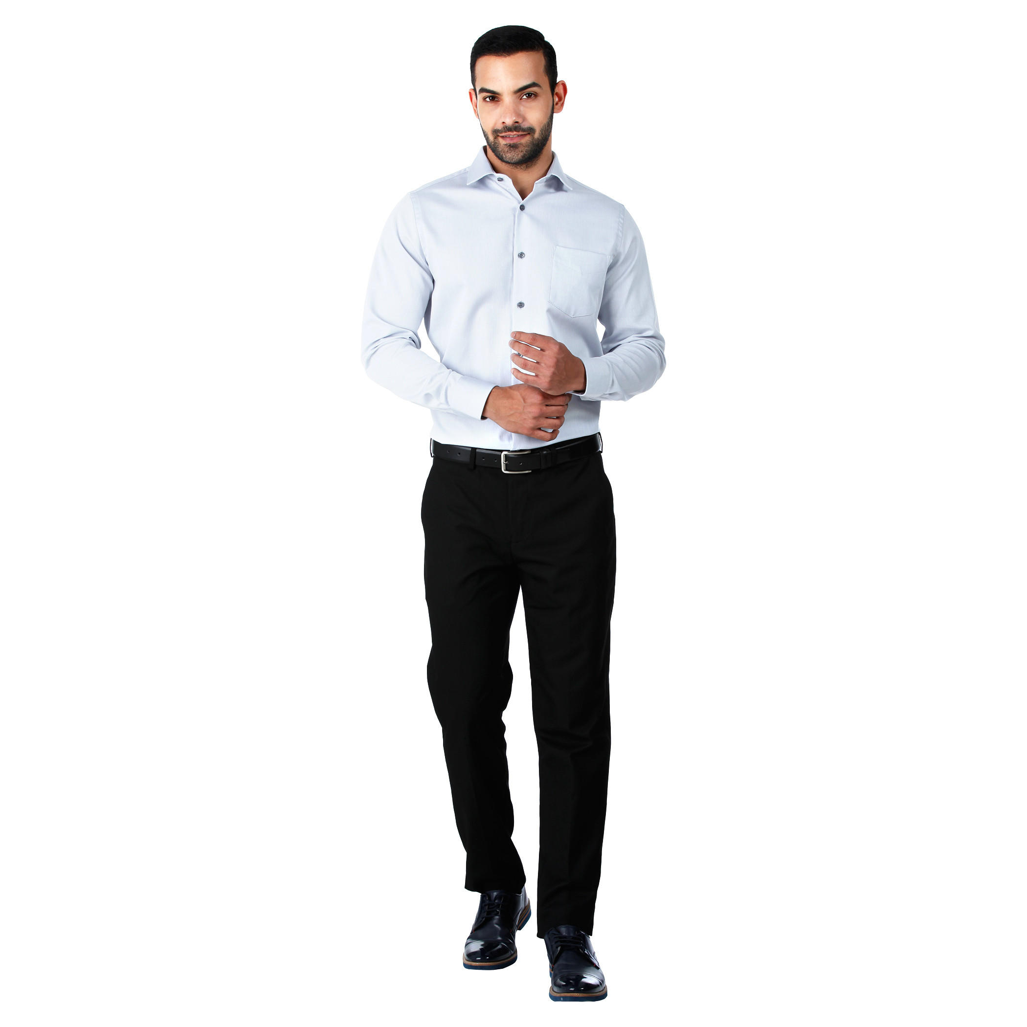 Formal Textured Cotton Shirt with Cut-Away Collar and Long Sleeves in Regular Fit-men-clothing-shirts-image-5