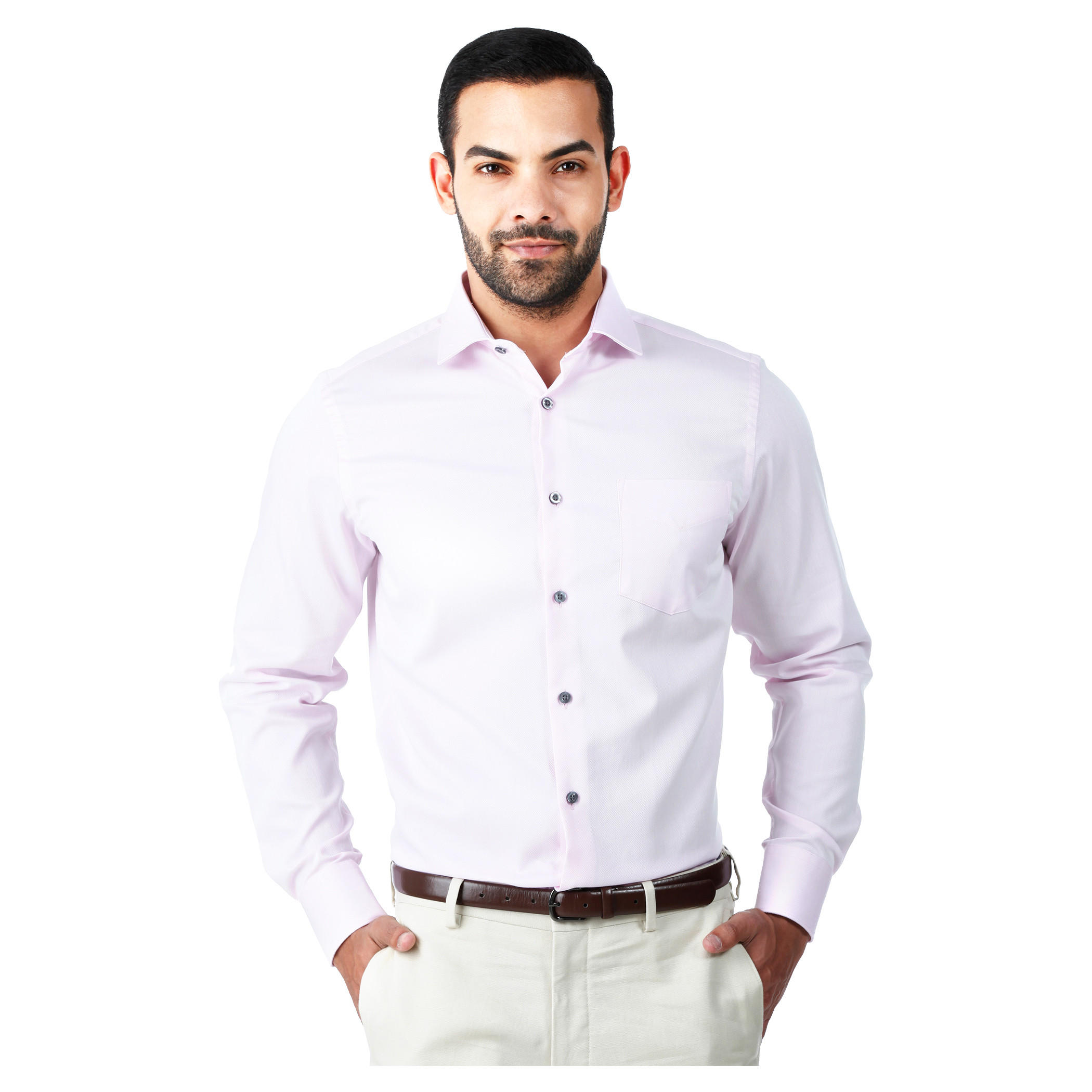 Formal Textured Cotton Shirt with Cut-Away Collar and Long Sleeves in Regular Fit-men-clothing-shirts-image-6