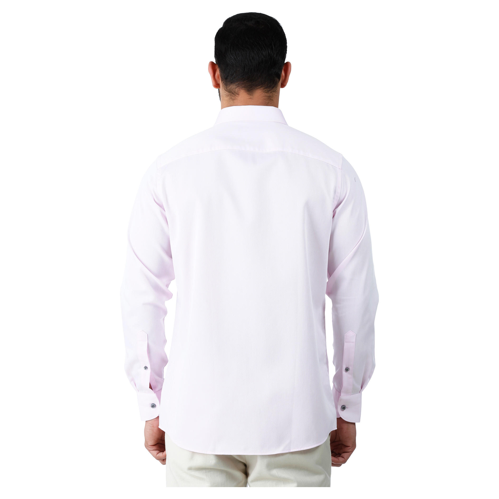 Formal Textured Cotton Shirt with Cut-Away Collar and Long Sleeves in Regular Fit-men-clothing-shirts-image-7