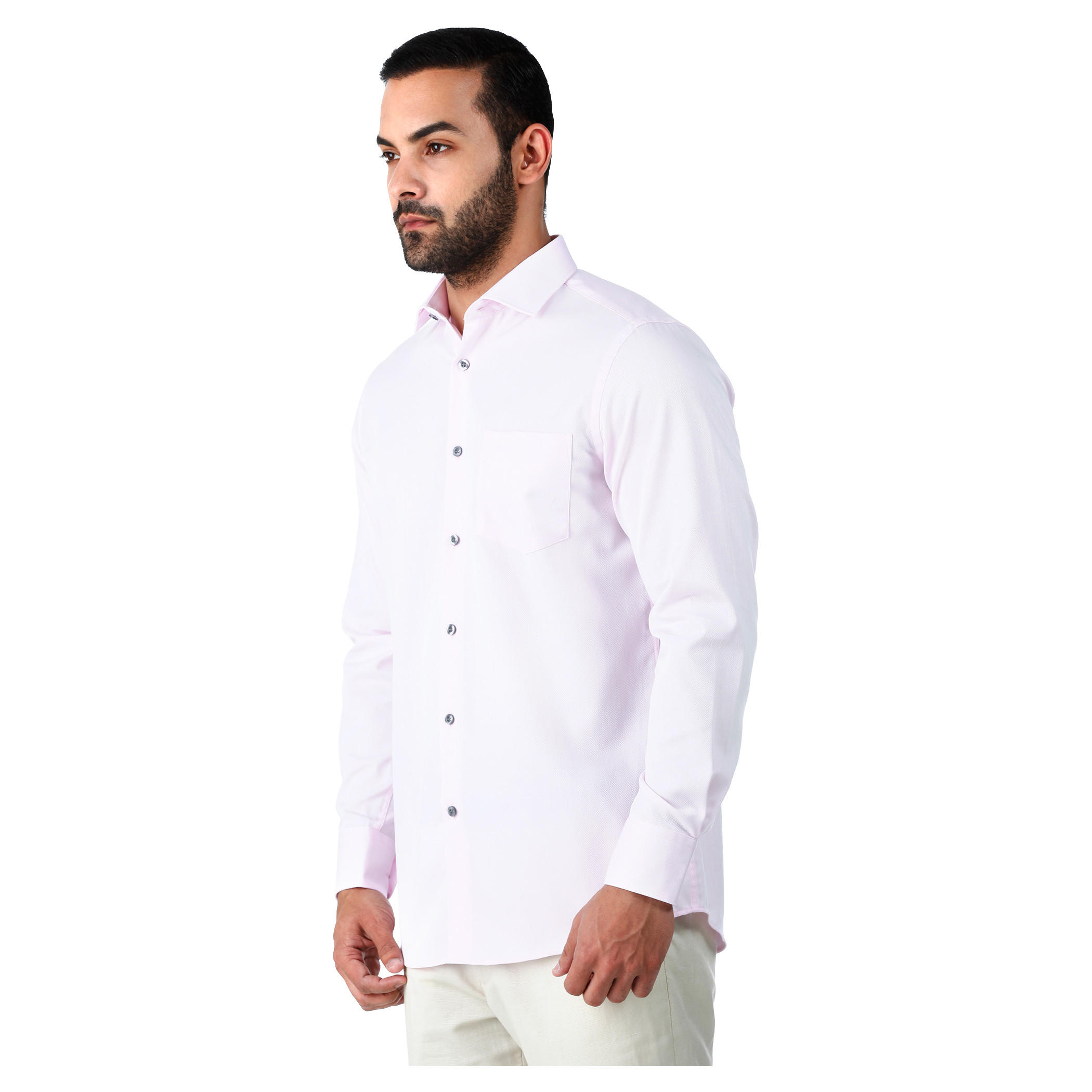 Formal Textured Cotton Shirt with Cut-Away Collar and Long Sleeves in Regular Fit-men-clothing-shirts-image-8