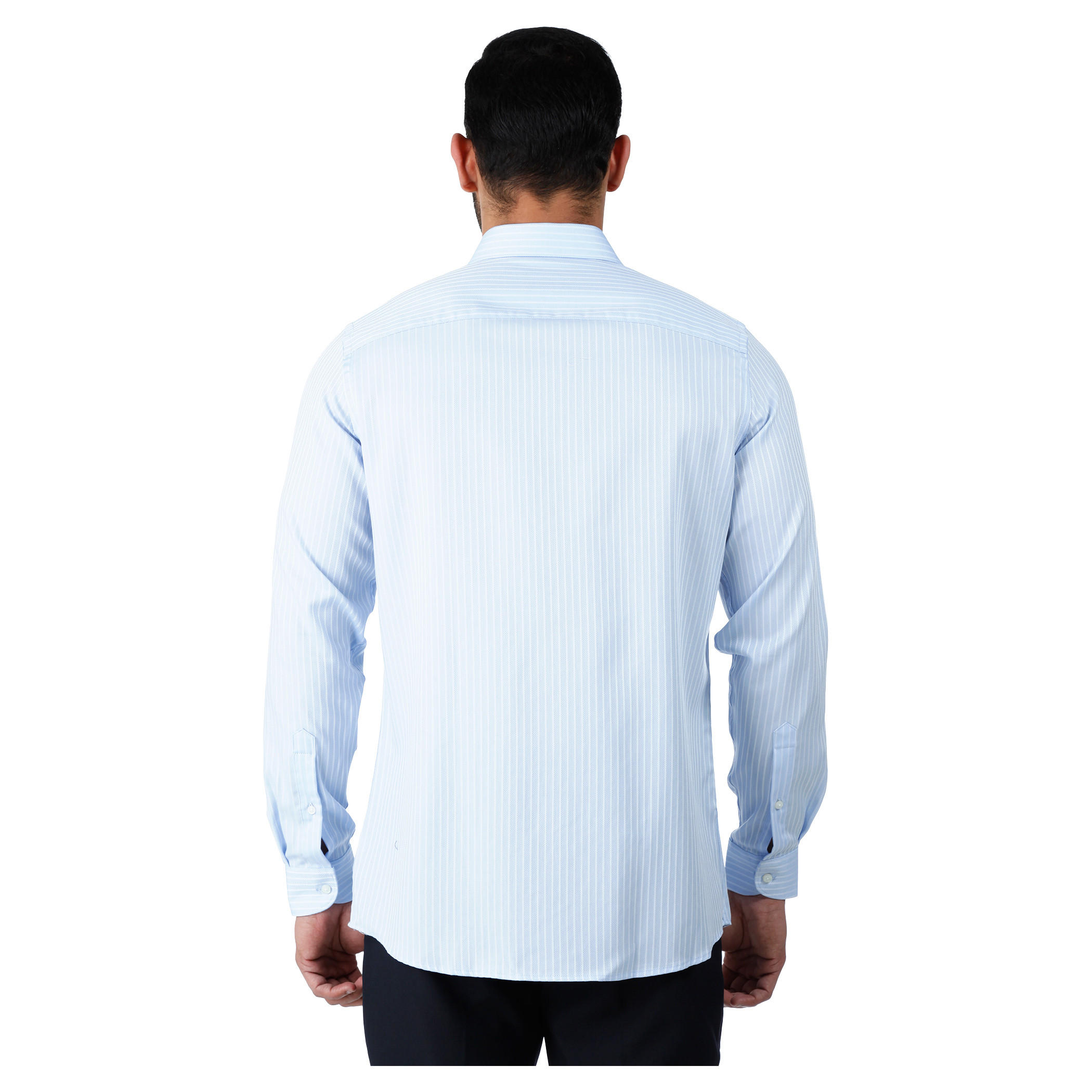 Formal Striped Cotton Shirt with Cut-Away Collar and Long Sleeves in Regular Fit-men-clothing-shirts-image-2